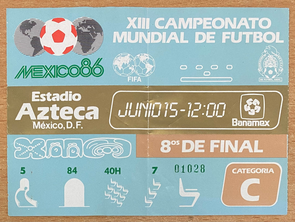 1986 ORIGINAL WORLD CUP 2ND ROUND TICKET MEXICO V BULGARIA @ MEXICO CITY