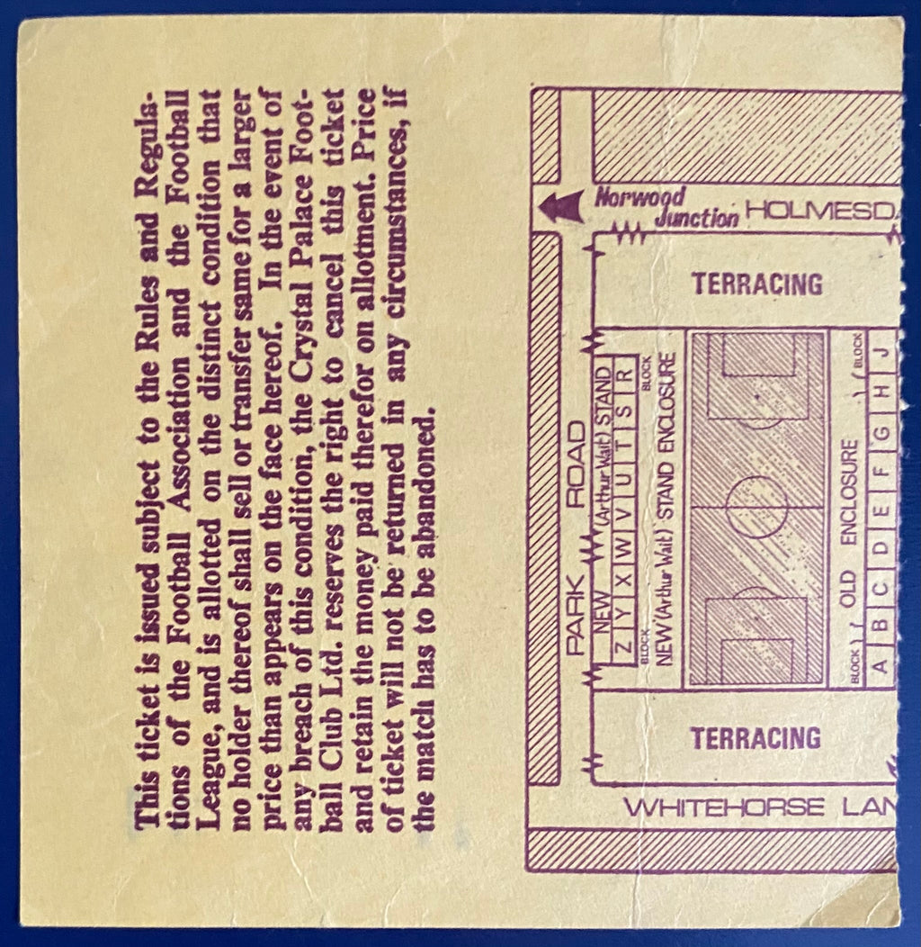 1972/73 ORIGINAL DIVISION 1 TICKET CRYSTAL PALACE V STOKE CITY