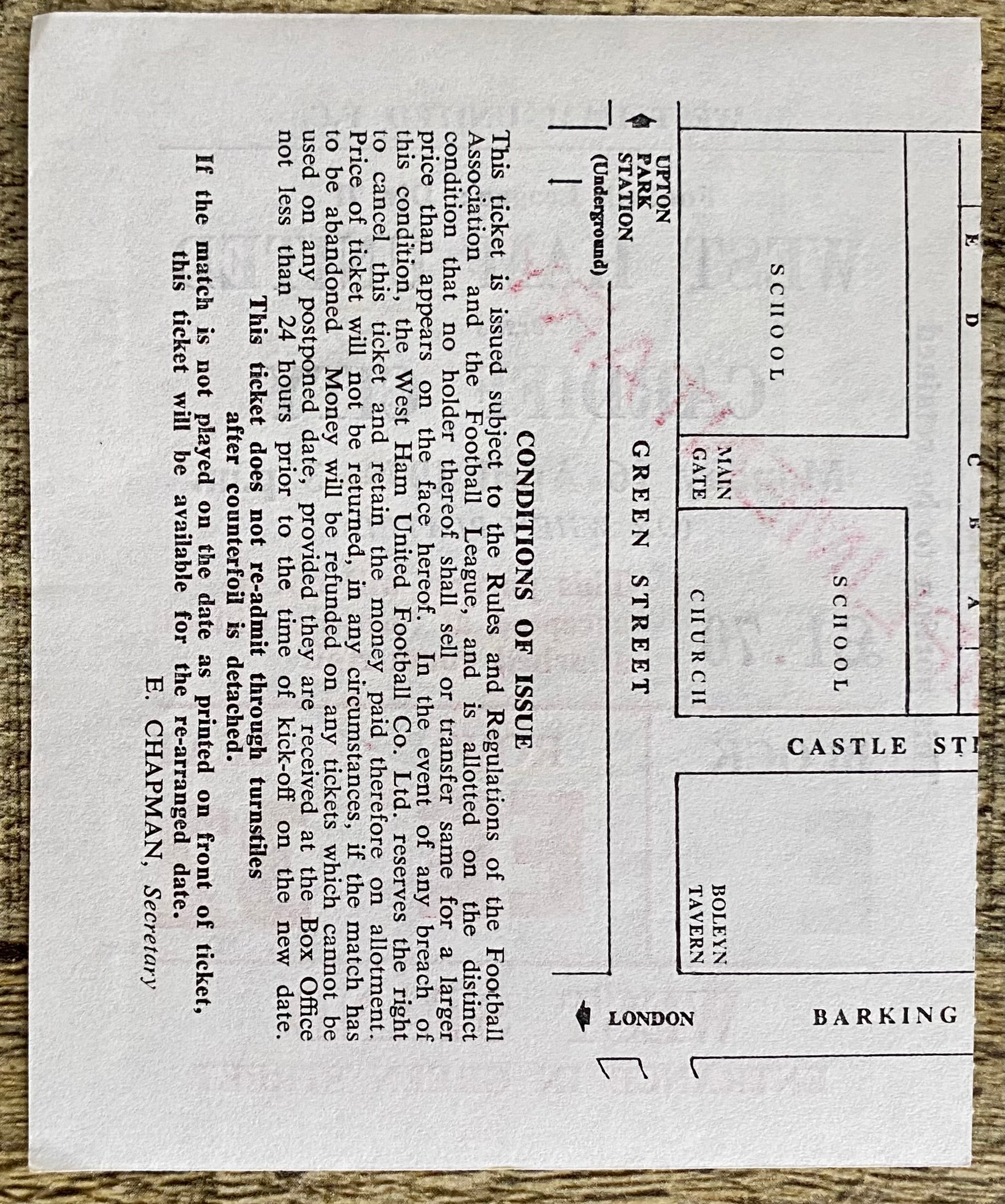 1978/79 ORIGINAL DIVISION 2 TICKET WEST HAM UNITED V CARDIFF CITY