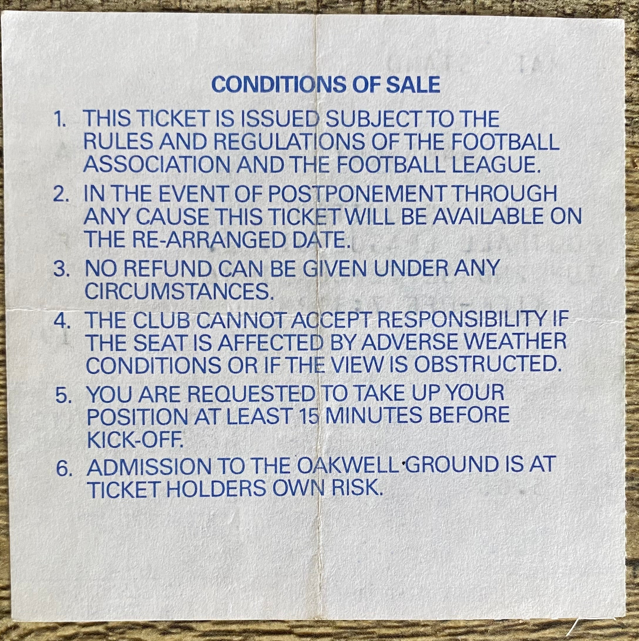 1986/87 ORIGINAL DIVISION TWO TICKET BARNSLEY V LEEDS UNITED