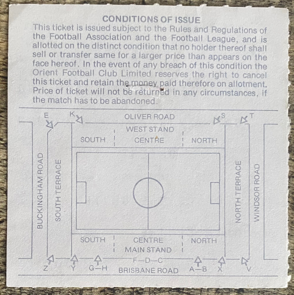 1978/79 ORIGINAL DIVISION 2 TICKET ORIENT V CAMBRIDGE UNITED