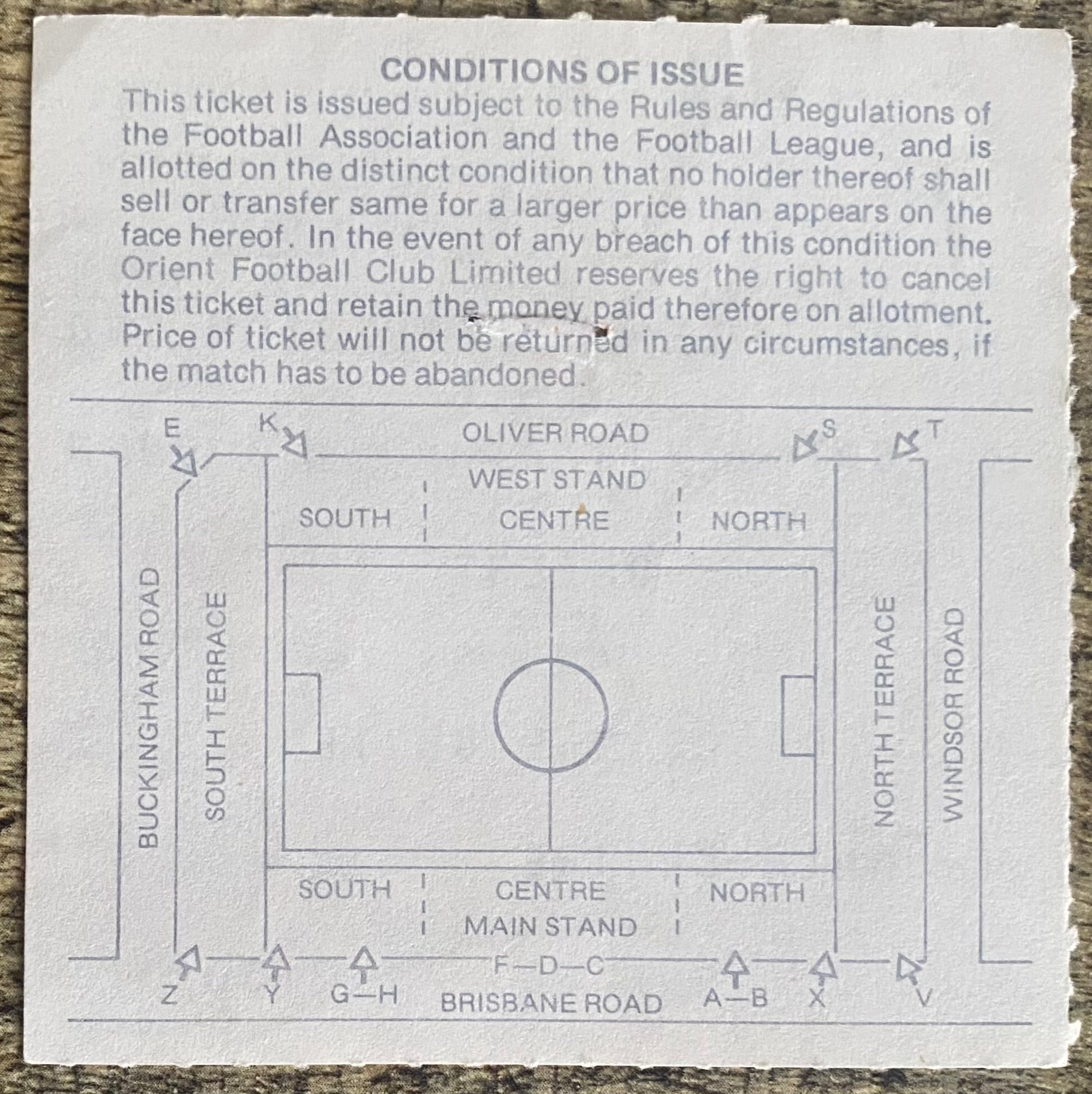 1978/79 ORIGINAL DIVISION 2 TICKET ORIENT V CAMBRIDGE UNITED