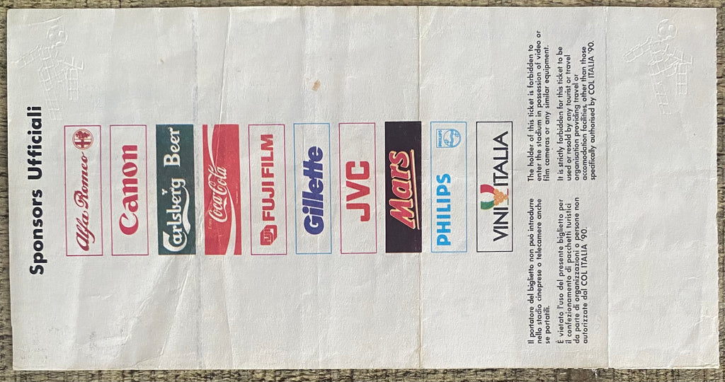 1990 ORIGINAL WORLD CUP 1ST ROUND UNUSED TICKET SCOTLAND V COSTA RICA @ GENOA