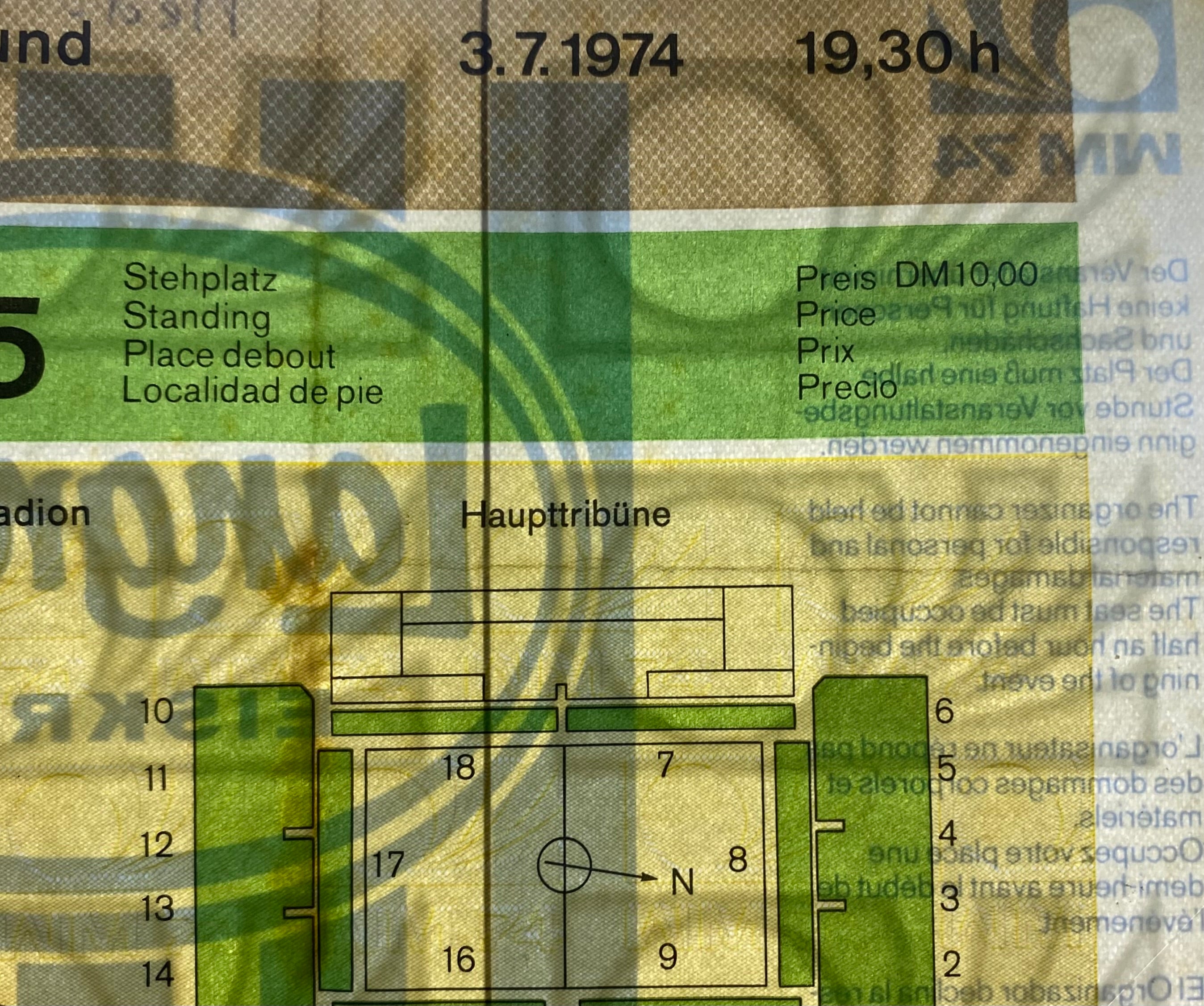 1974 ORIGINAL WORLD CUP 2ND ROUND TICKET BRAZIL V NETHERLANDS @ DORTMUND