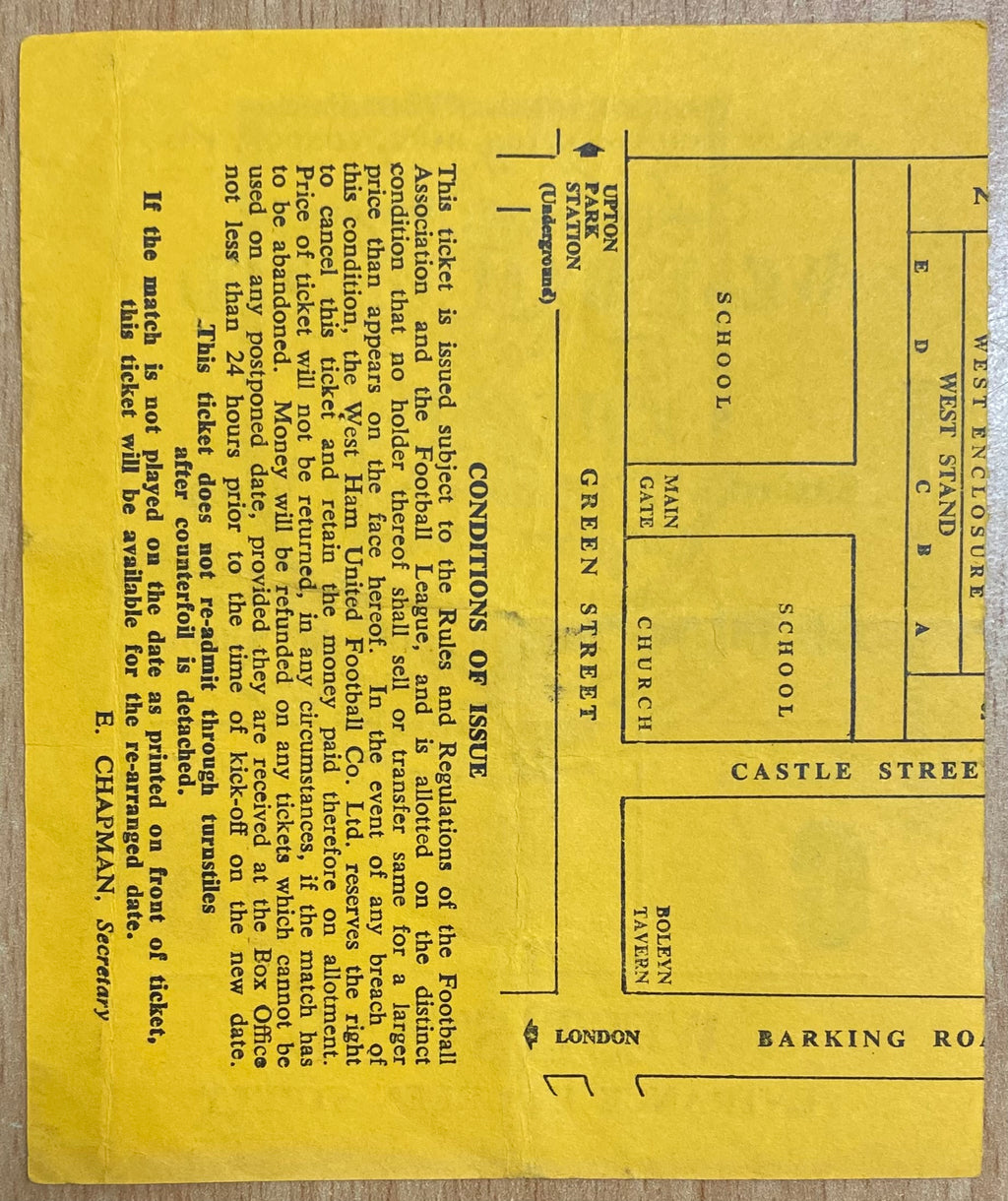 1972/73 ORIGINAL DIVISION ONE TICKET WEST HAM UNITED V CHELSEA