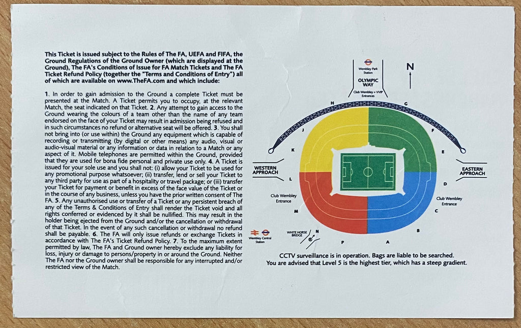 2007 ORIGINAL FA CUP FINAL TICKET CHELSEA V MANCHESTER UNITED