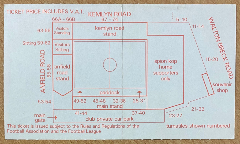 1986/87 ORIGINAL DIVISION ONE TICKET LIVERPOOL V TOTTENHAM HOTSPUR