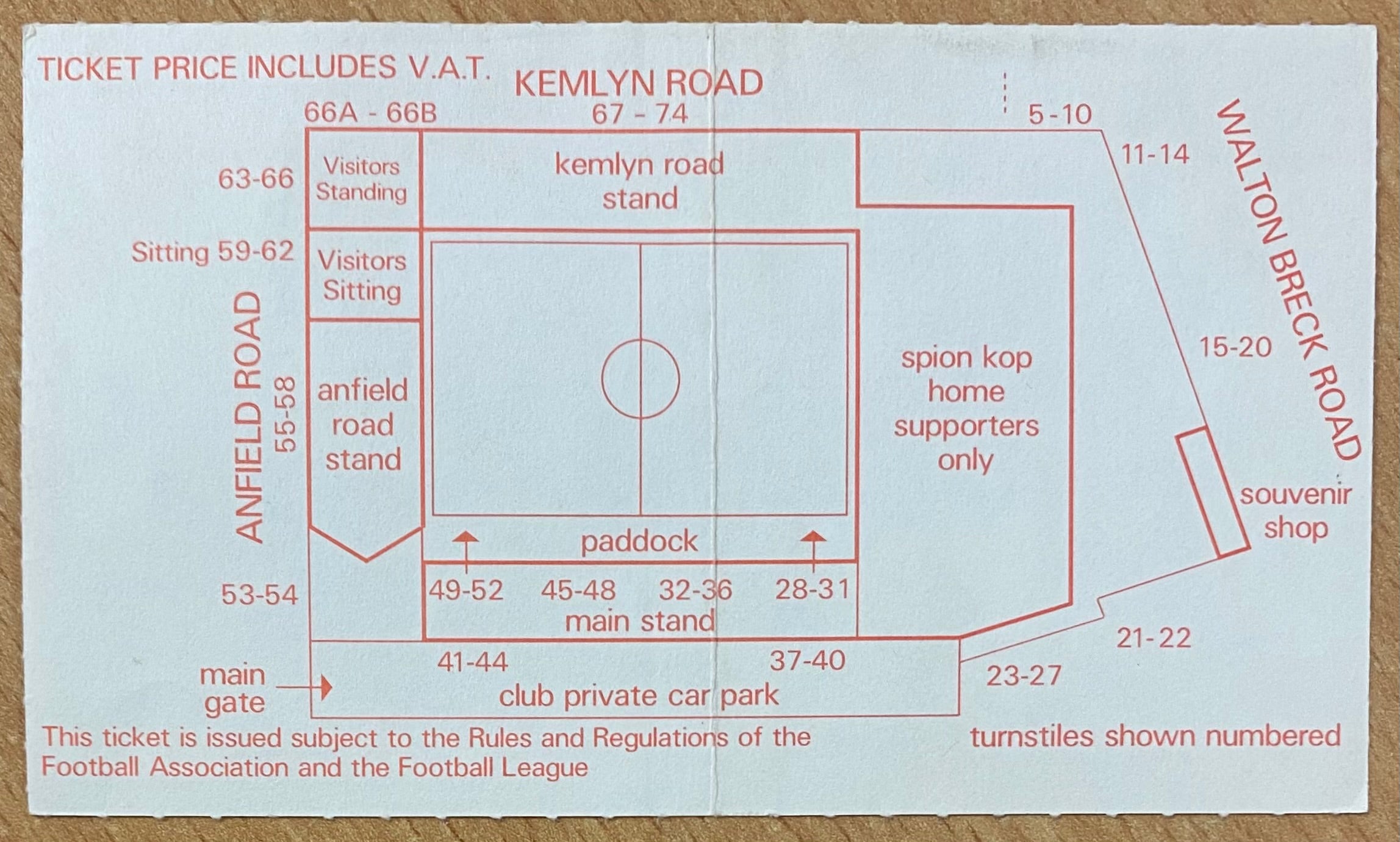 1986/87 ORIGINAL DIVISION ONE TICKET LIVERPOOL V TOTTENHAM HOTSPUR
