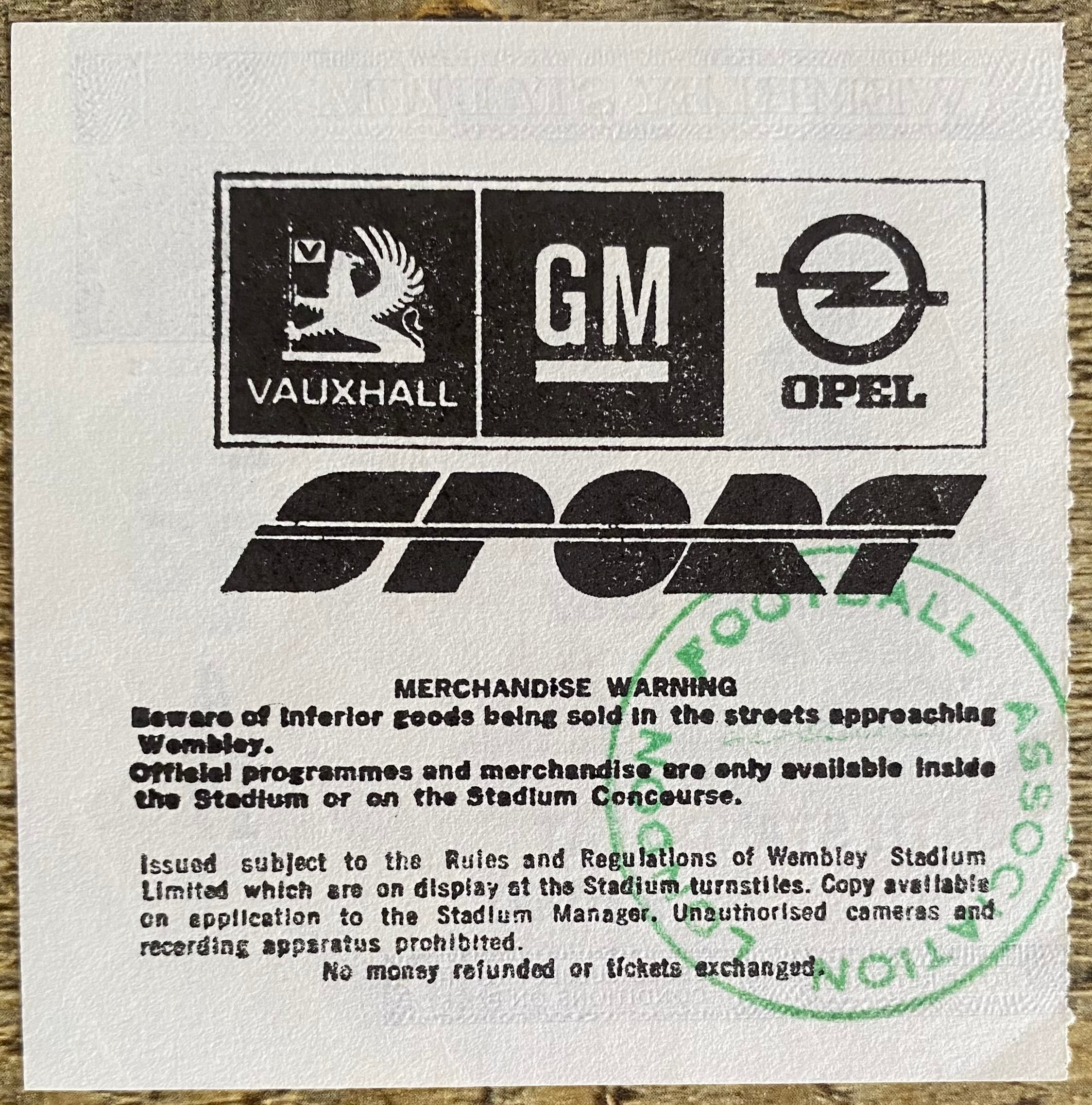 1987 ORIGINAL FA CUP FINAL TICKET COVENTRY CITY V TOTTENHAM HOTSPUR