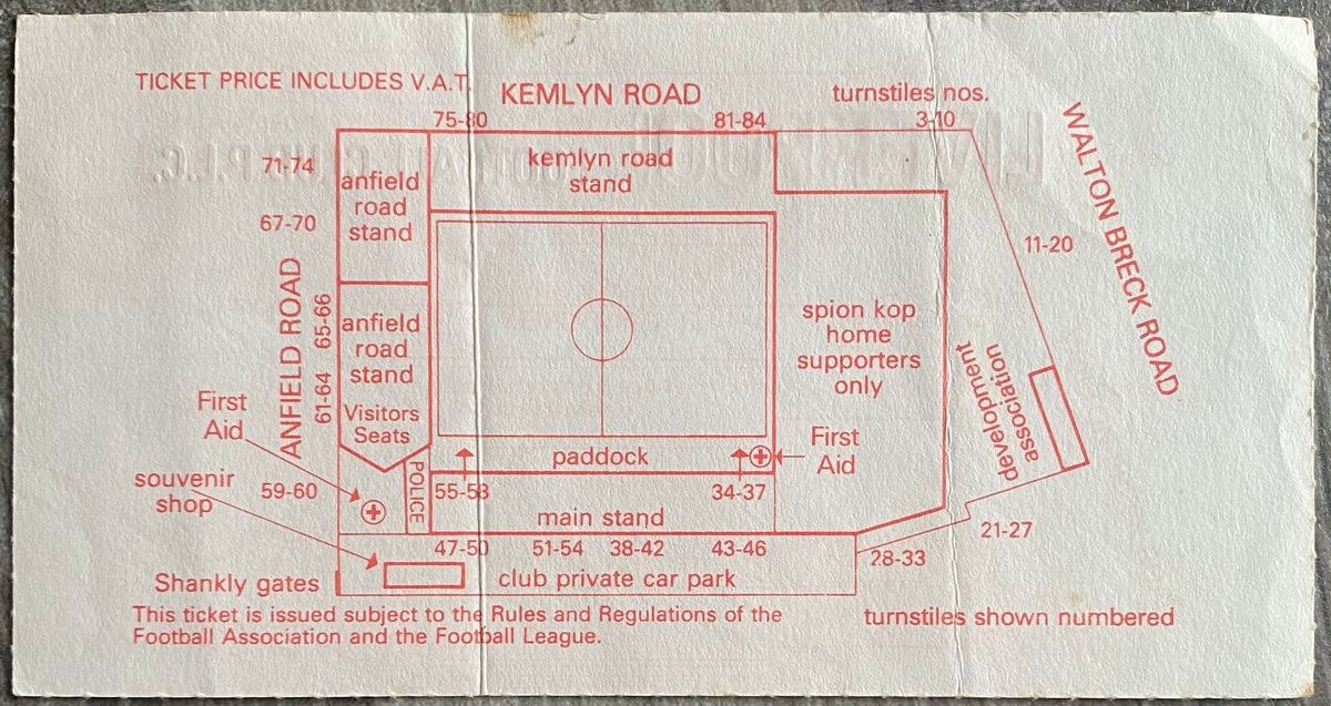 1990/91 ORIGINAL DIVISION 1 TICKET LIVERPOOL V QUEENS PARK RANGERS