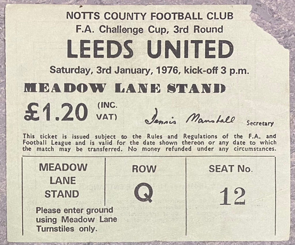 1975/76 ORIGINAL FA CUP 3RD ROUND TICKET NOTTS COUNTY V LEEDS UNITED