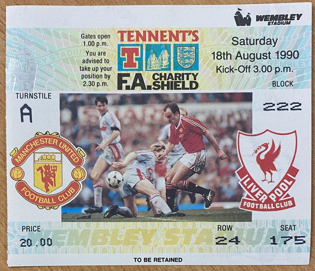 1990 ORIGINAL CHARITY SHIELD TICKET LIVERPOOL V MANCHESTER UNITED
