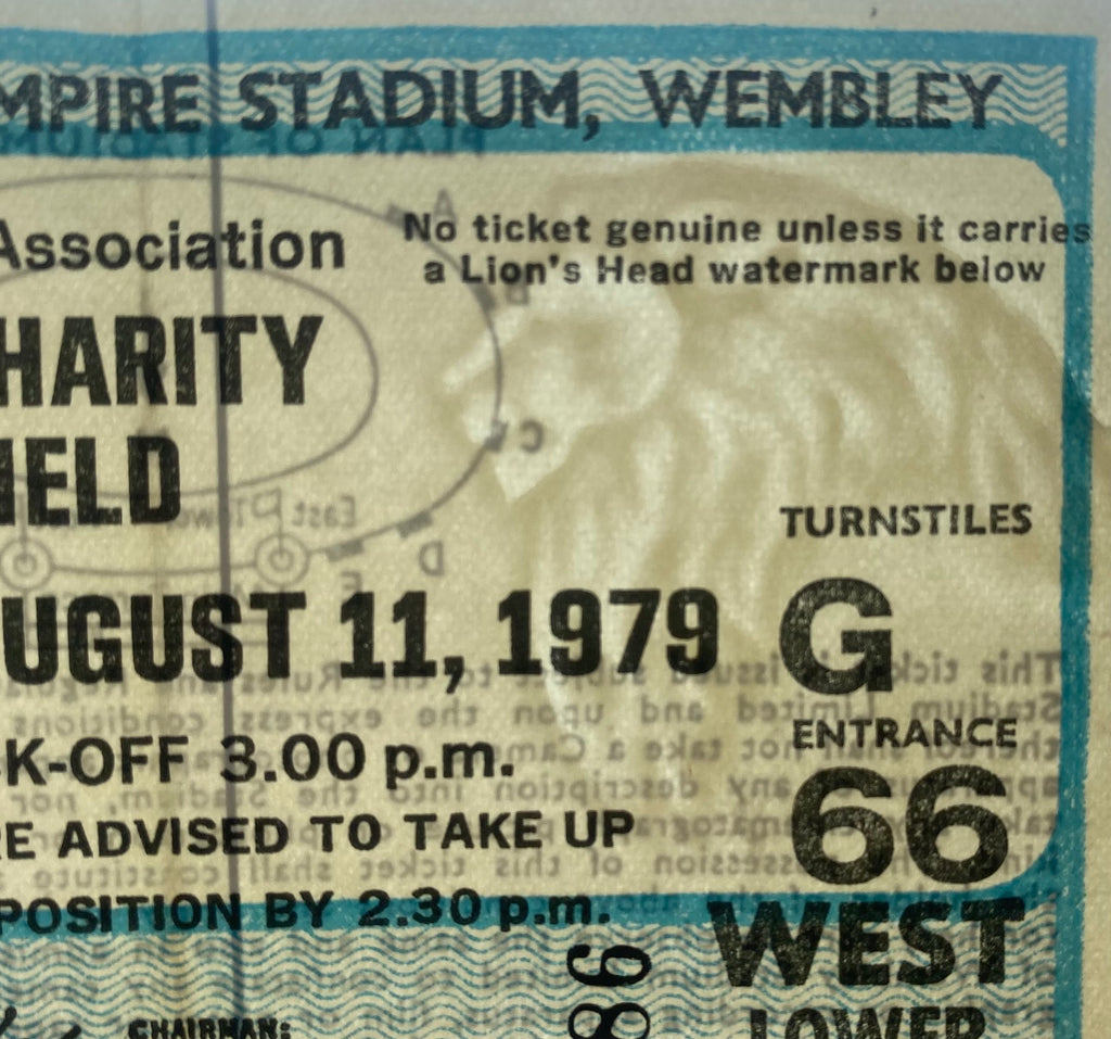 1979 ORIGINAL CHARITY SHIELD TICKET LIVERPOOL V ARSENAL