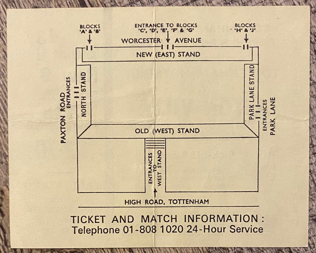1979/80 ORIGINAL DIVISION ONE TICKET TOTTENHAM HOTSPUR V ASTON VILLA