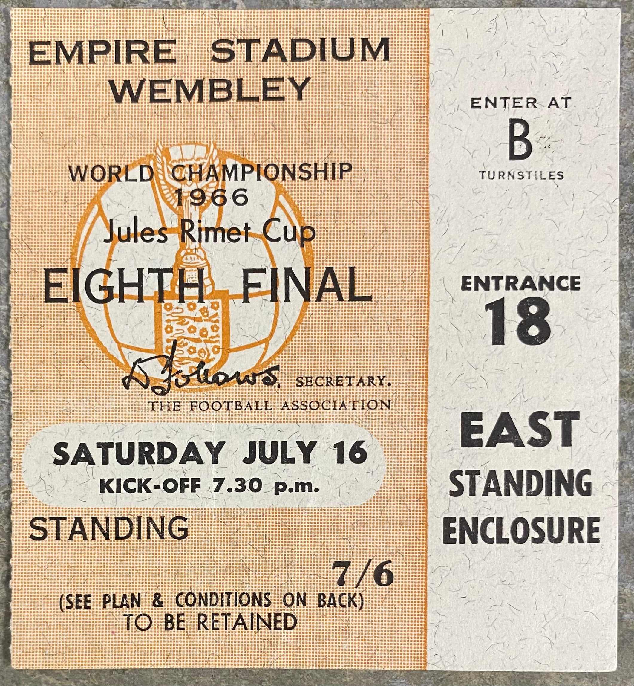1966 ORIGINAL WORLD CUP 1ST ROUND TICKET ENGLAND V MEXICO @ WEMBLEY
