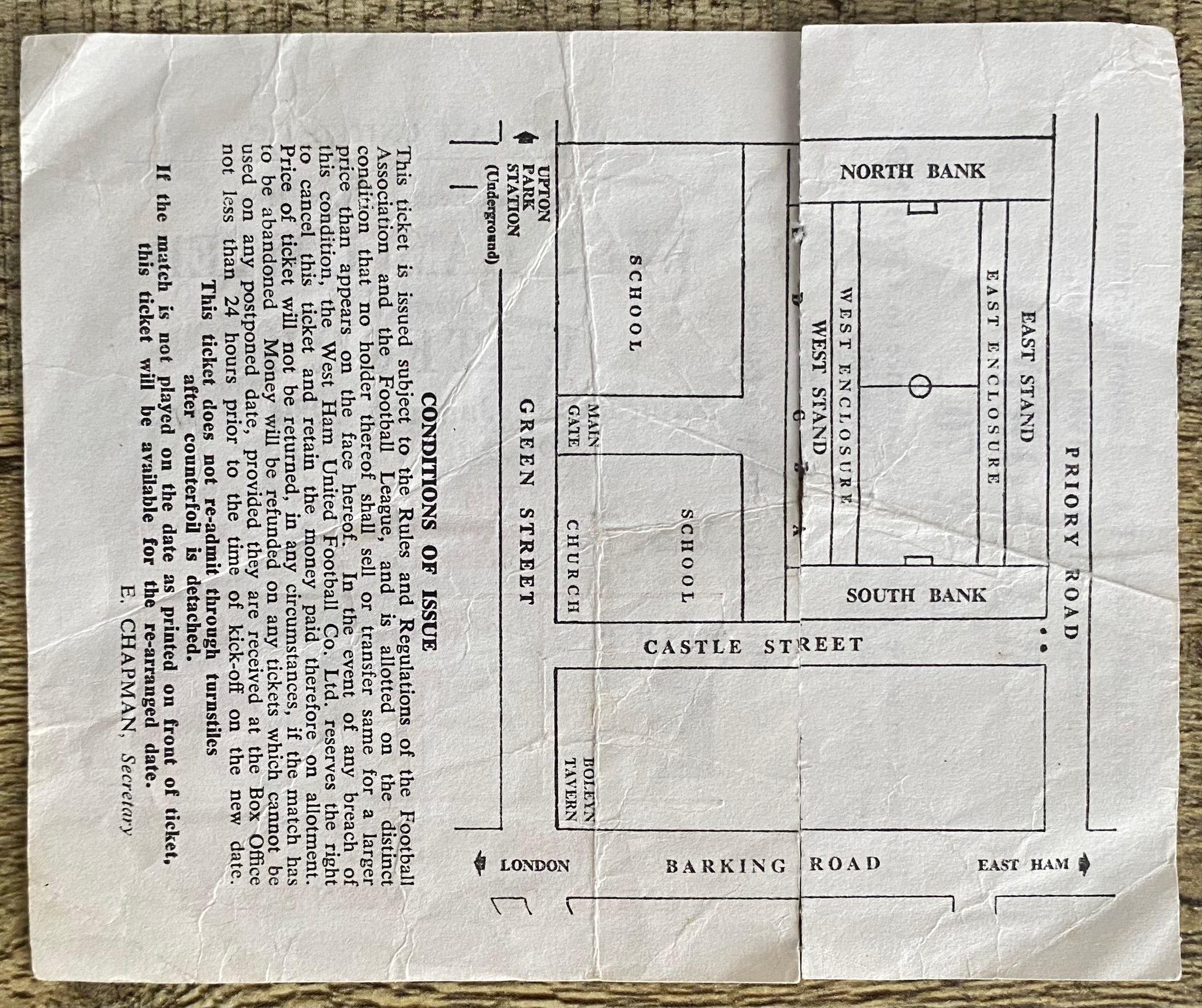 1979/80 ORIGINAL DIVISION 2 TICKET WEST HAM UNITED V WATFORD