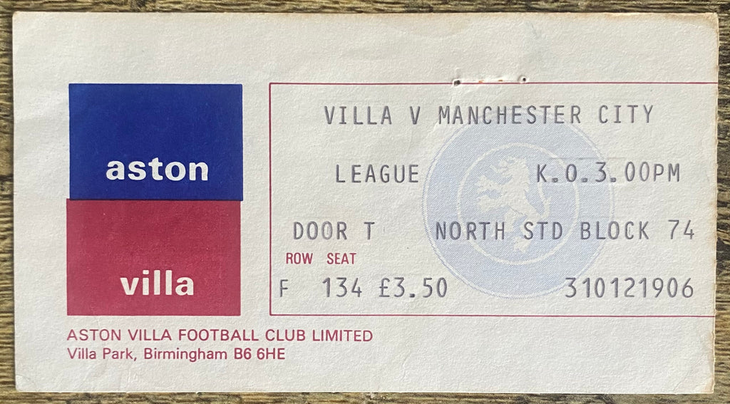 1980/81 ORIGINAL DIVISION 1 TICKET ASTON VILLA V MANCHESTER CITY