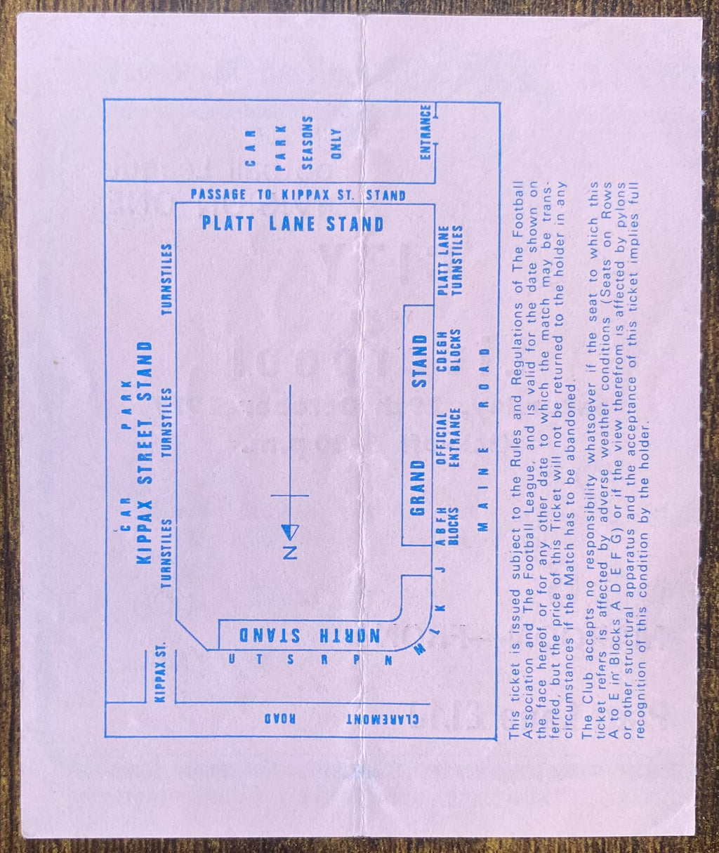 1977/78 ORIGINAL DIVISION 1 TICKET MANCHESTER CITY V LIVERPOOL