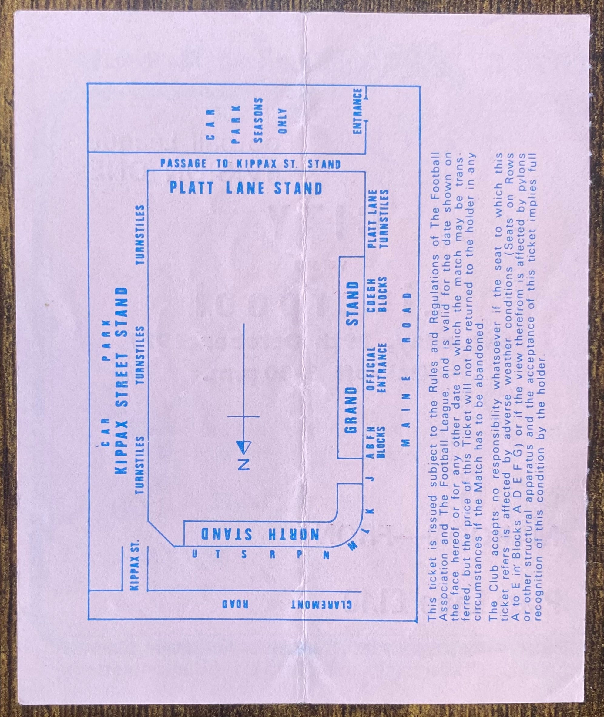 1977/78 ORIGINAL DIVISION 1 TICKET MANCHESTER CITY V LIVERPOOL