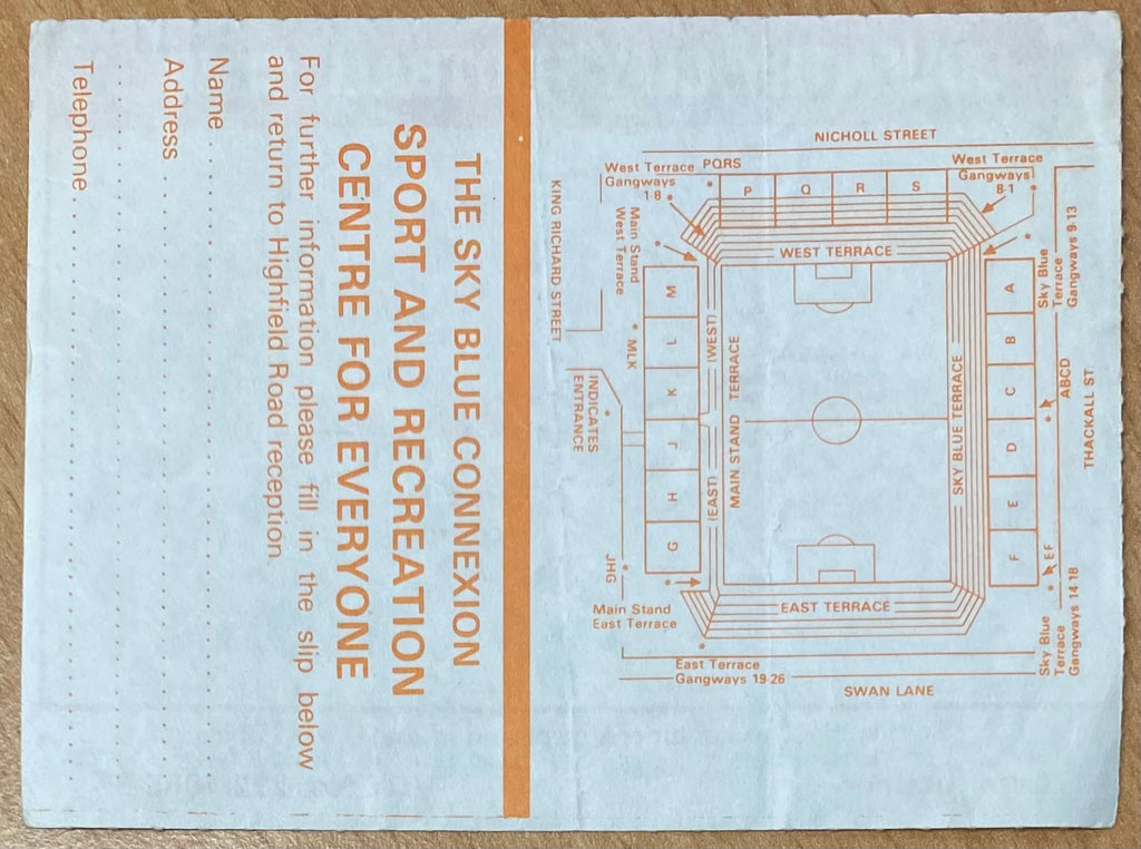 1984/85 ORIGINAL DIVISION ONE TICKET COVENTRY CITY V TOTTENHAM HOTSPUR