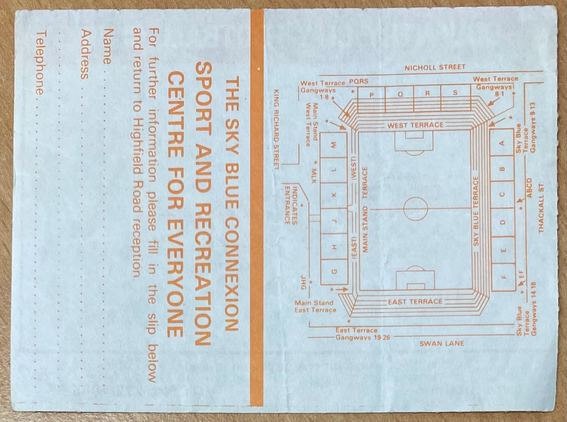 1984/85 ORIGINAL DIVISION ONE TICKET COVENTRY CITY V TOTTENHAM HOTSPUR