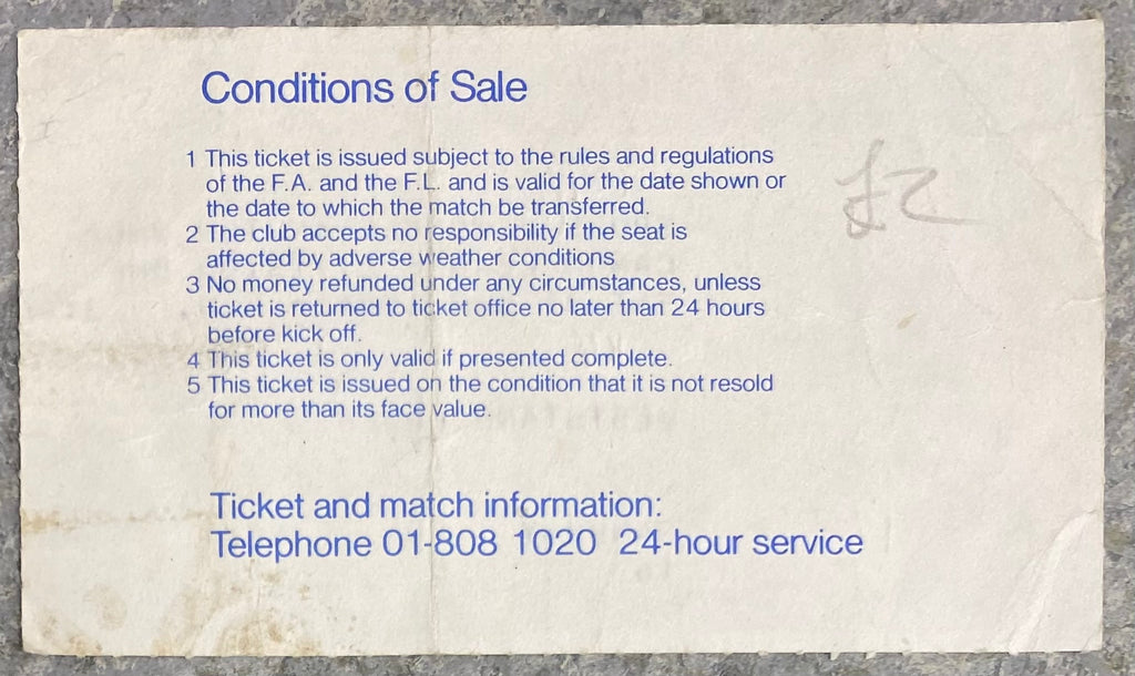 1983/84 ORIGINAL DIVISION ONE TICKET TOTTENHAM HOTSPUR V WOLVERHAMPTON WANDERERS
