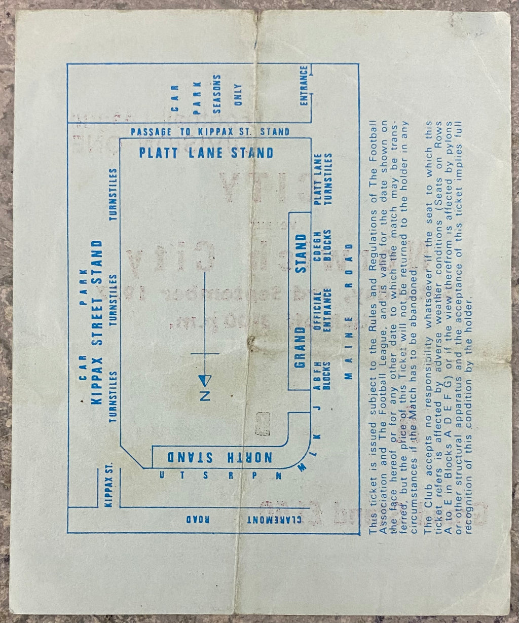 1977/78 ORIGINAL DIVISION 1 TICKET MANCHESTER CITY V NORWICH CITY