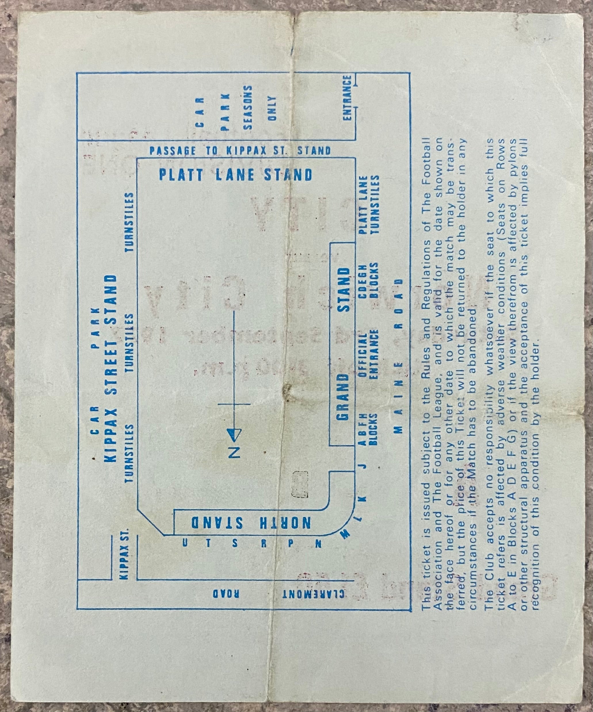 1977/78 ORIGINAL DIVISION 1 TICKET MANCHESTER CITY V NORWICH CITY