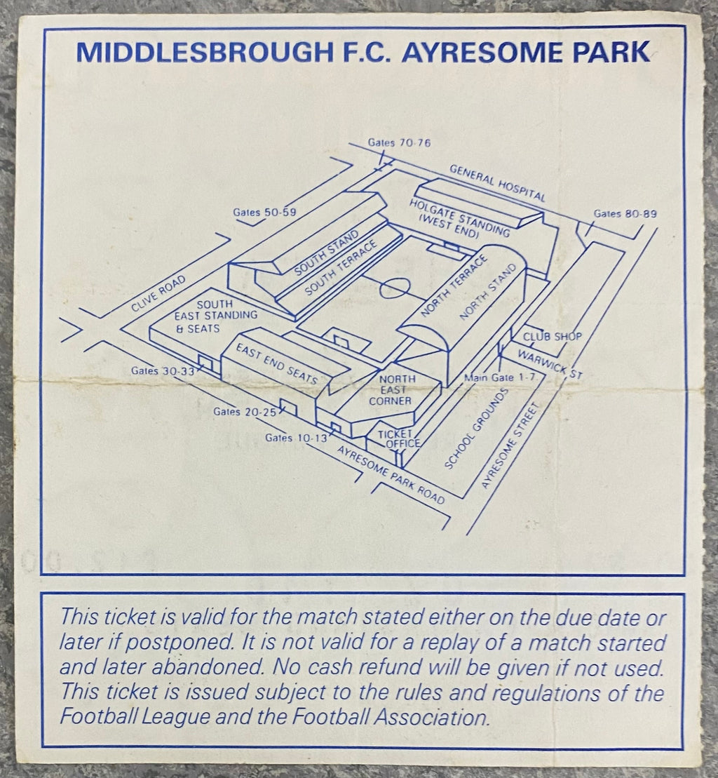 1992/93 ORIGINAL PREMIER LEAGUE TICKET MIDDLESBROUGH V CHELSEA