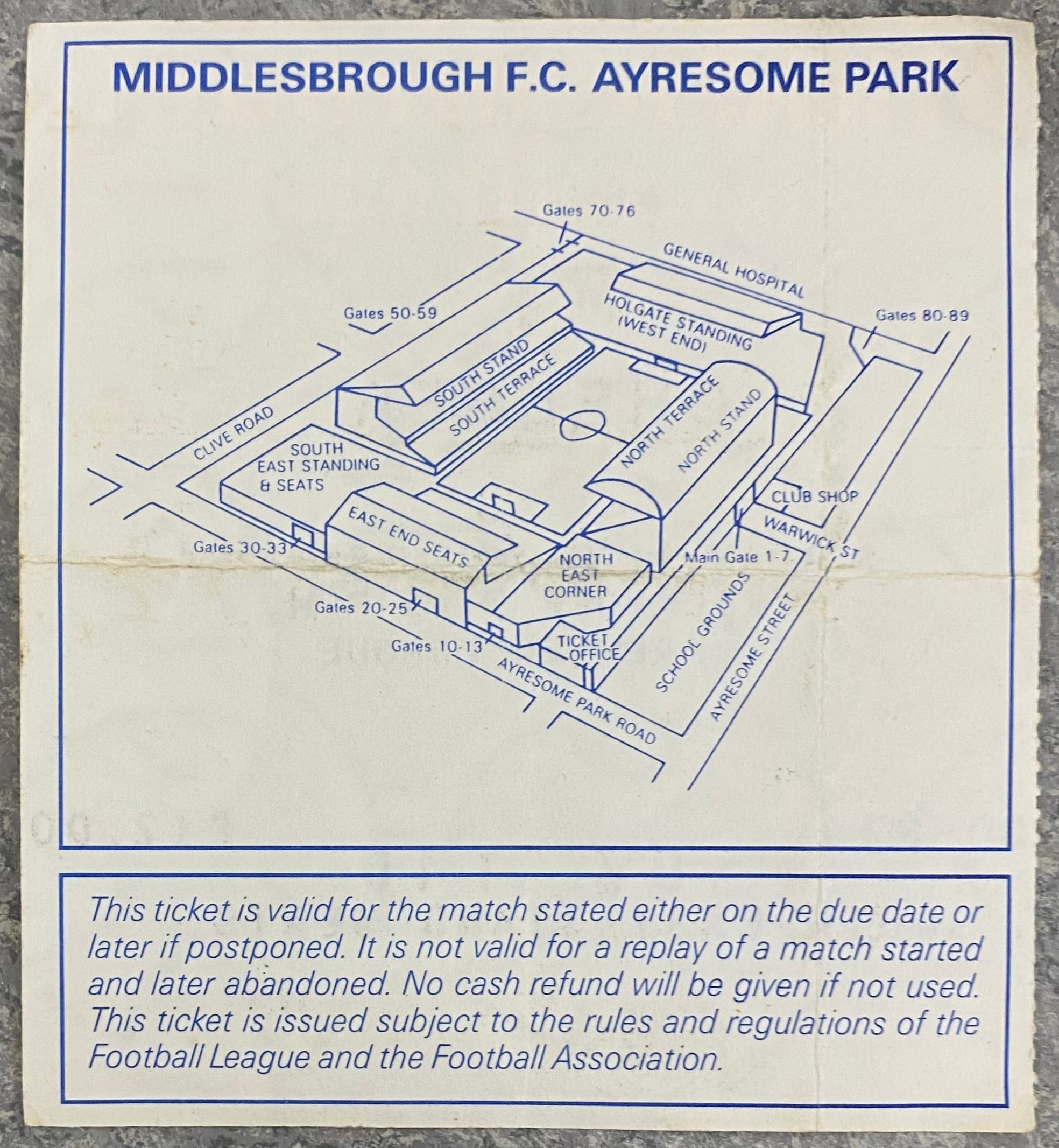 1992/93 ORIGINAL PREMIER LEAGUE TICKET MIDDLESBROUGH V CHELSEA