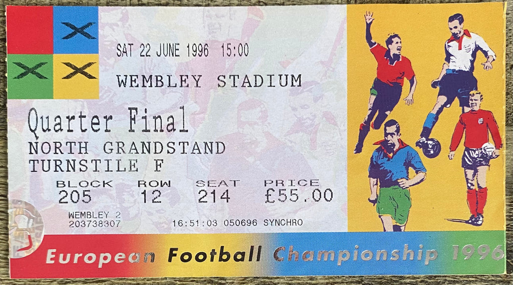 1996 ORIGINAL EUROPEAN CHAMPIONSHIPS EURO 96 QUARTER FINAL TICKET ENGLAND V SPAIN @ WEMBLEY