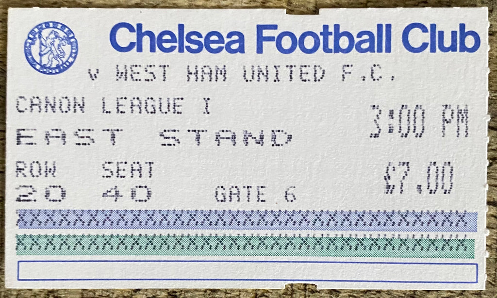 1985/86 ORIGINAL DIVISION 1 TICKET CHELSEA V WEST HAM UNITED