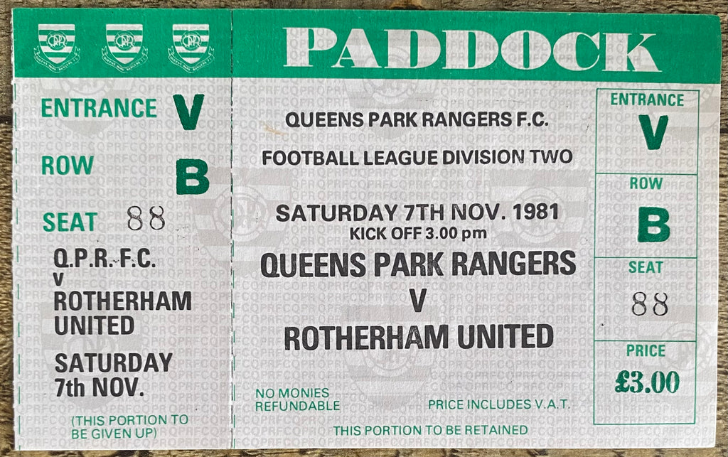 1981/82 ORIGINAL DIVISION TWO UNUSED TICKET CHELSEA v ROTHERHAM UNITED