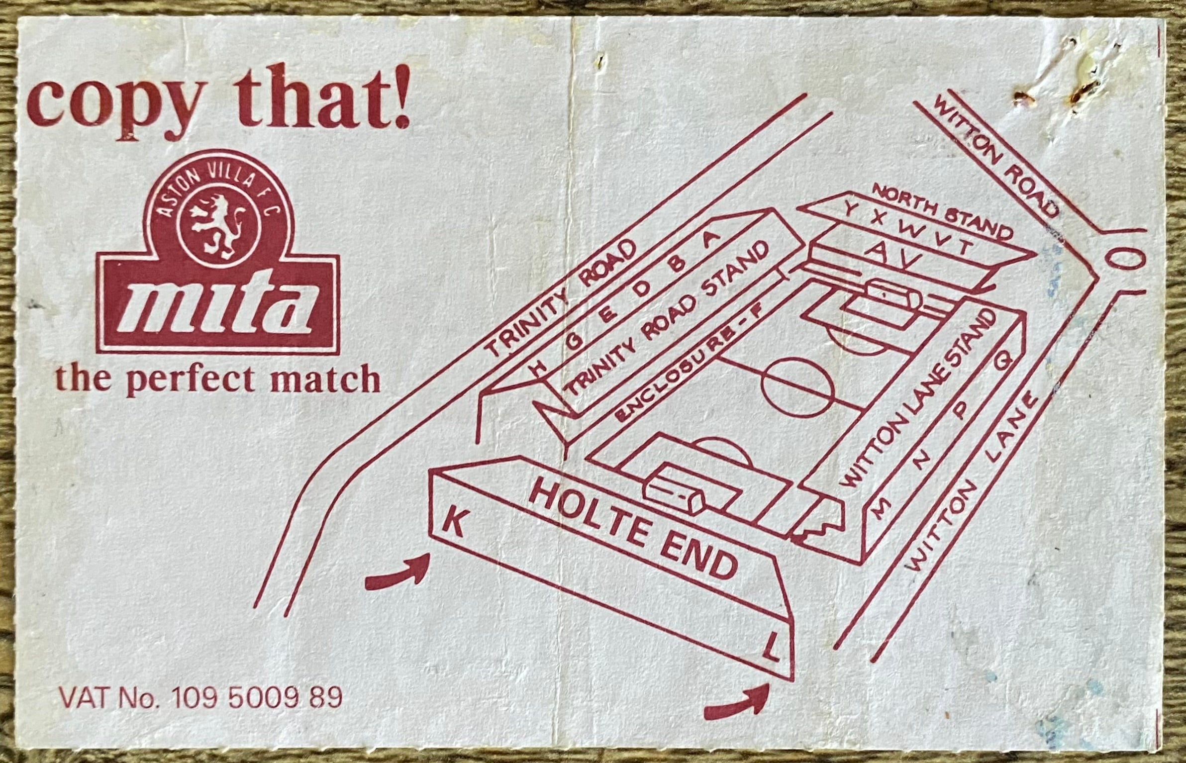 1992/93 ORIGINAL PREMIER LEAGUE TICKET ASTON VILLA V QUEENS PARK RANGERS