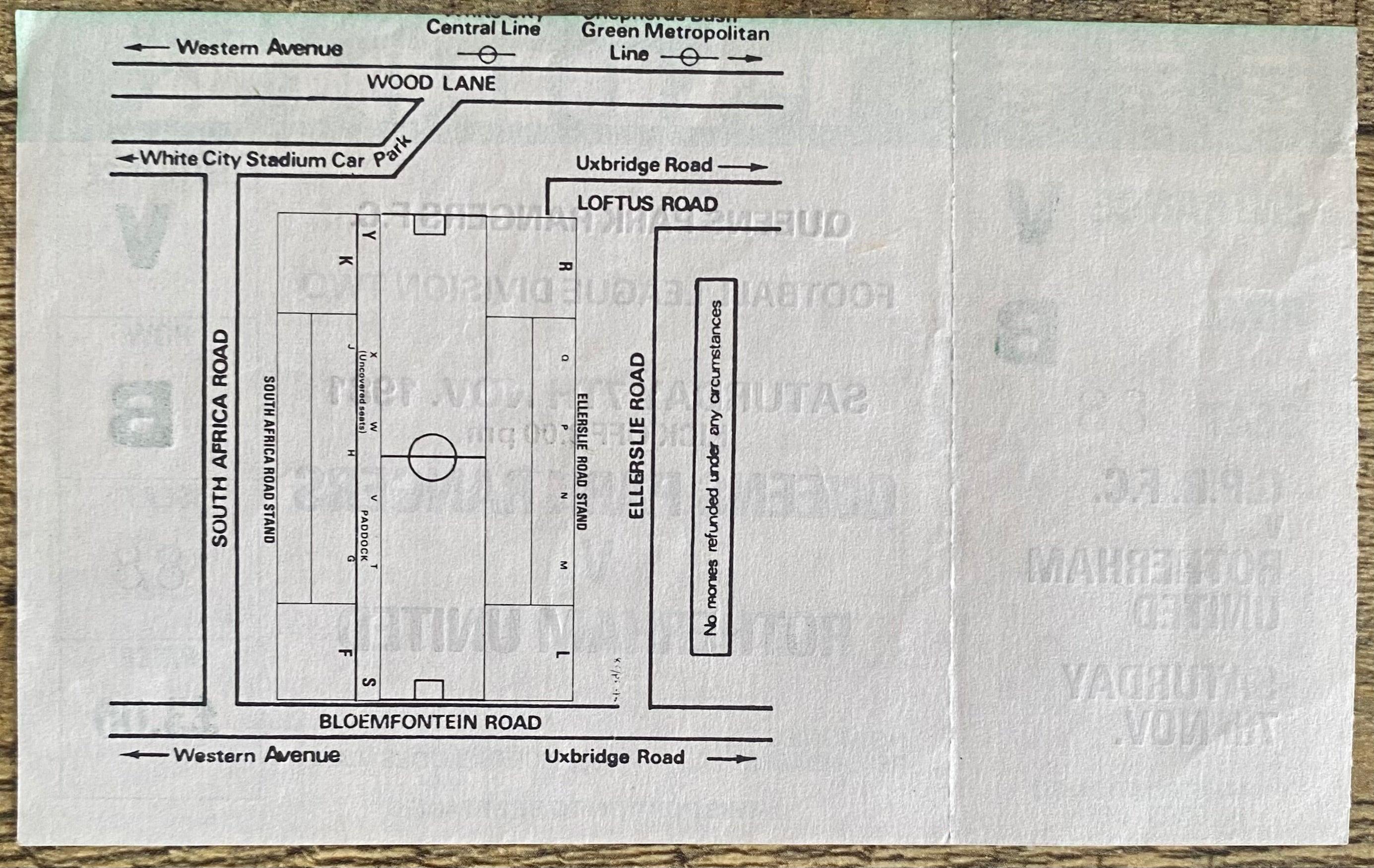 1981/82 ORIGINAL DIVISION TWO UNUSED TICKET CHELSEA v ROTHERHAM UNITED