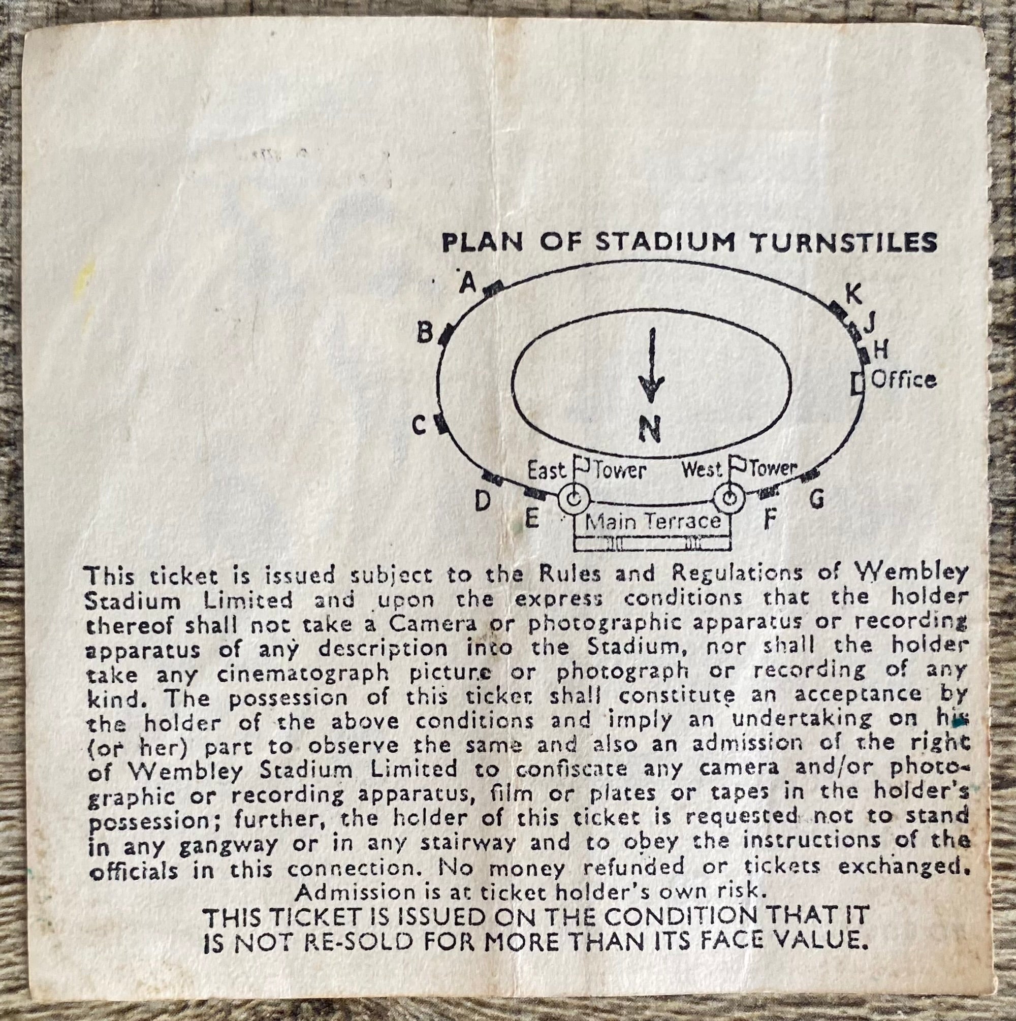 1978 ORIGINAL EUROPEAN CUP FINAL TICKET LIVERPOOL V FC BRUGES @ WEMBLEY
