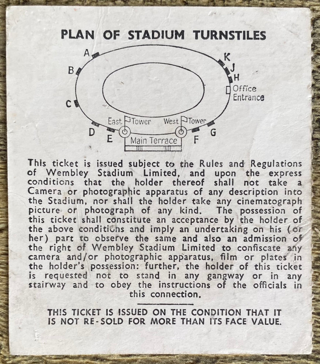 1965 ORIGINAL EUROPEAN CUP WINNERS CUP FINAL TICKET WEST HAM UNITED V TSV MUNICH 1860