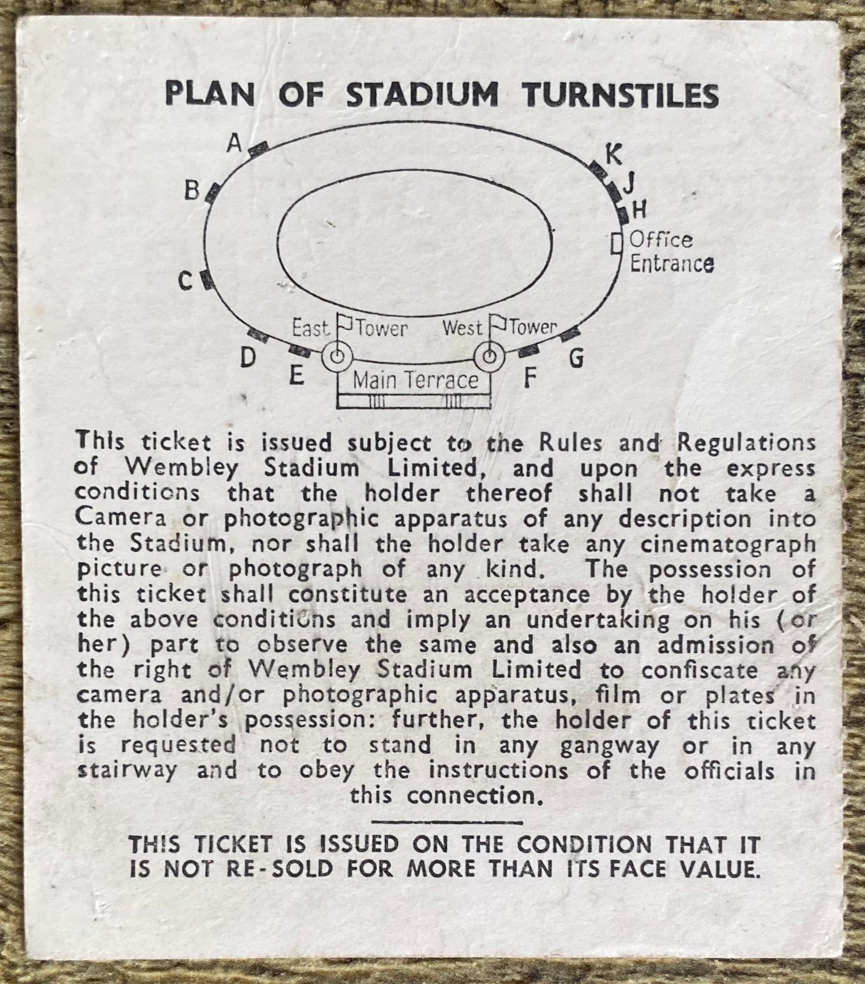 1965 ORIGINAL EUROPEAN CUP WINNERS CUP FINAL TICKET WEST HAM UNITED V TSV MUNICH 1860