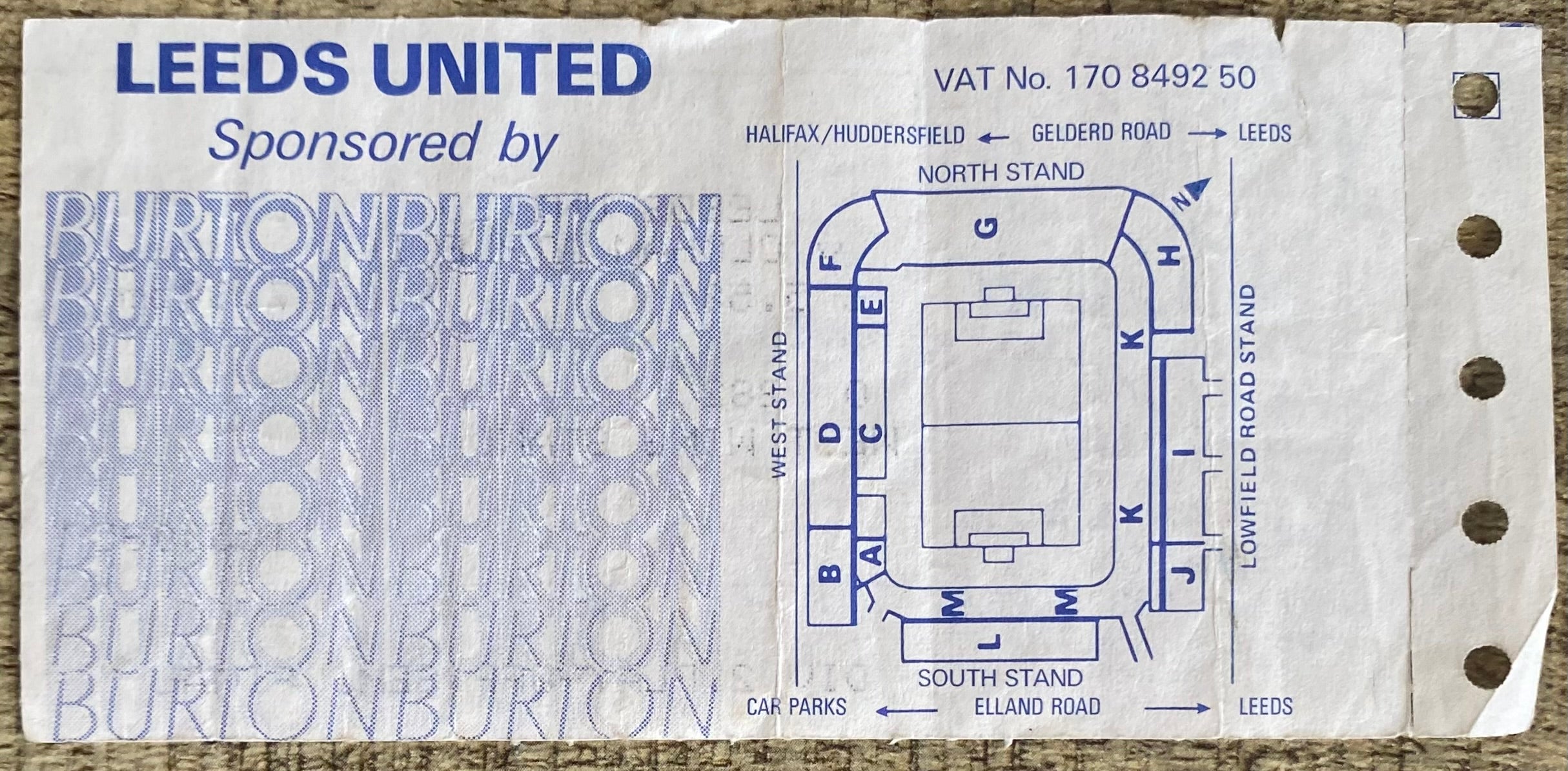 1986/87 ORIGINAL DIVISION 2 PLAY OFF SEMI FINAL 1ST LEG TICKET LEEDS UNITED V OLDHAM ATHLETIC