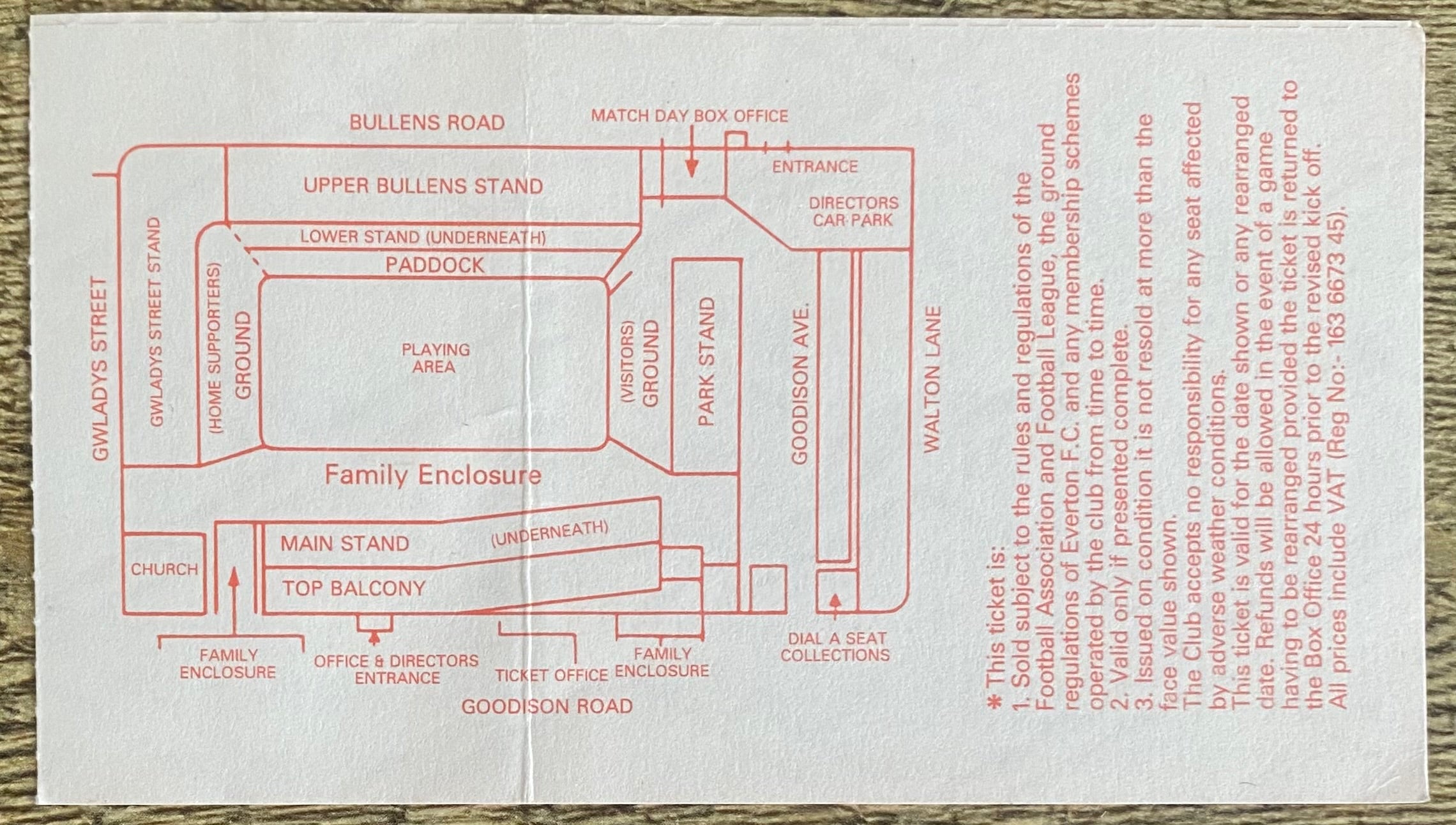 1990/91 ORIGINAL DIVISION ONE TICKET EVERTON V CRYSTAL PALACE
