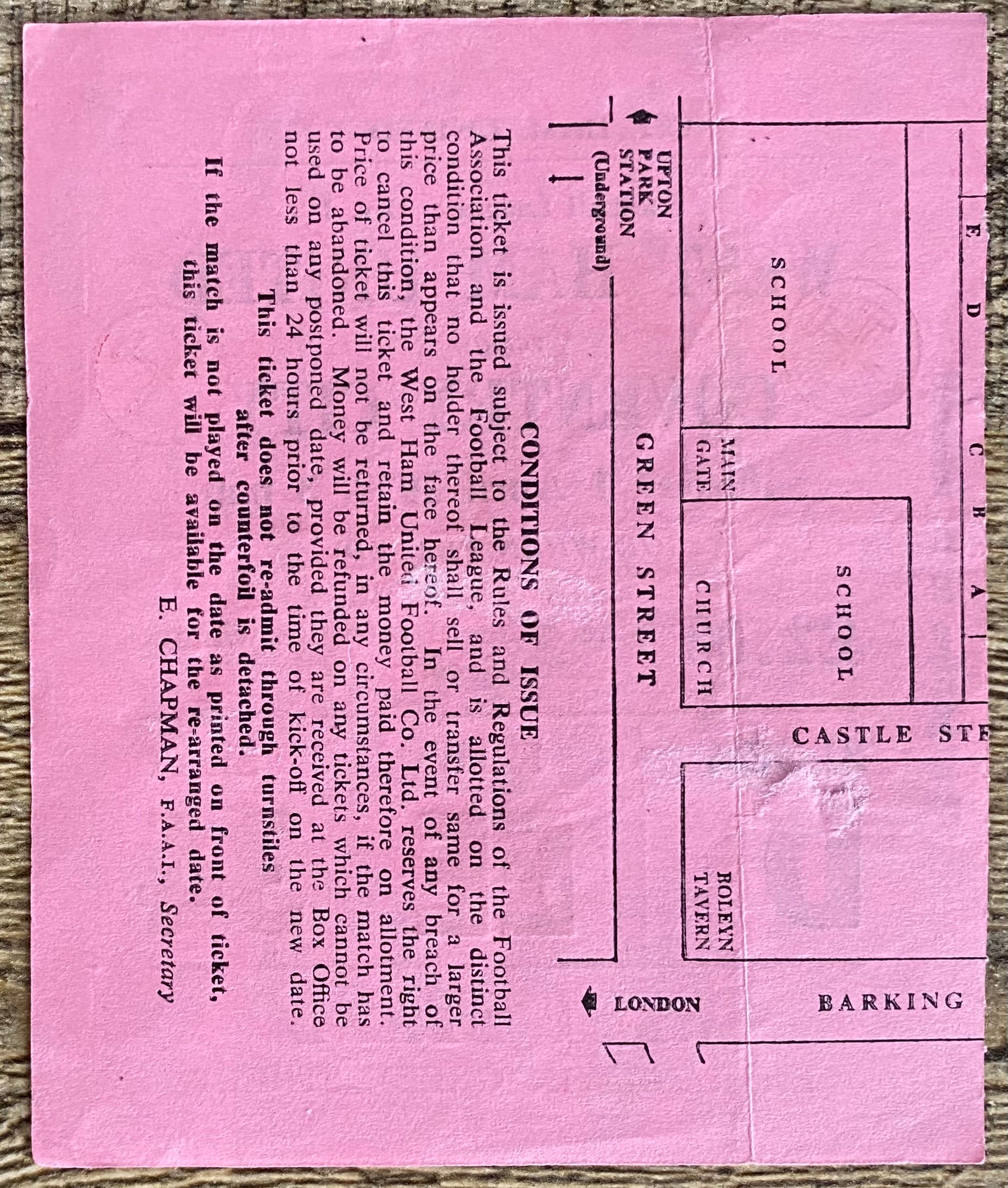 1977/78 ORIGINAL DIVISION ONE TICKET WEST HAM UNITED V COVENTRY CITY