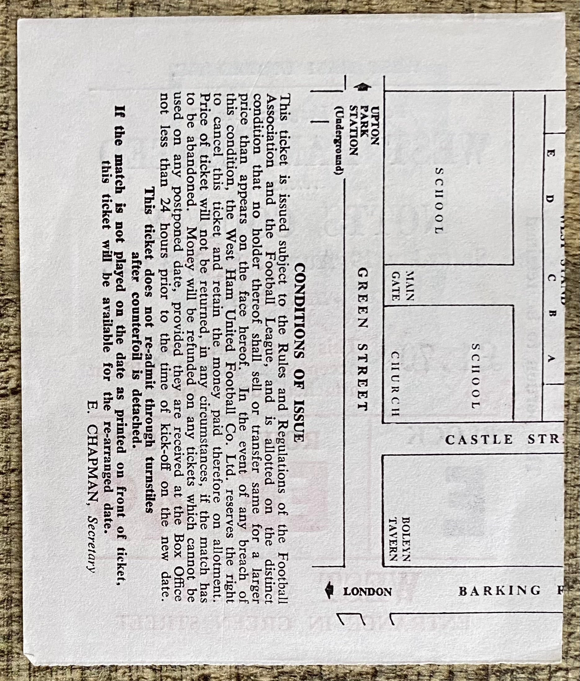1978/79 ORIGINAL DIVISION 2 TICKET WEST HAM UNITED V NOTTS COUNTY