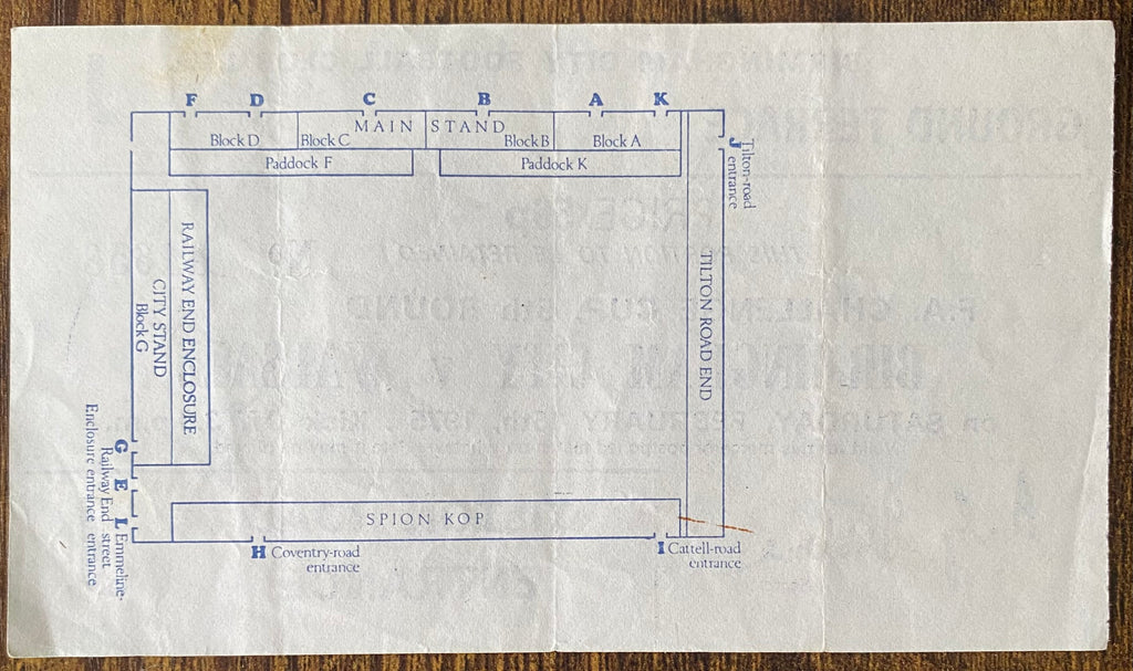 1974/75 ORIGINAL FA CUP 5TH ROUND TICKET BIRMINGHAM CITY V WALSALL