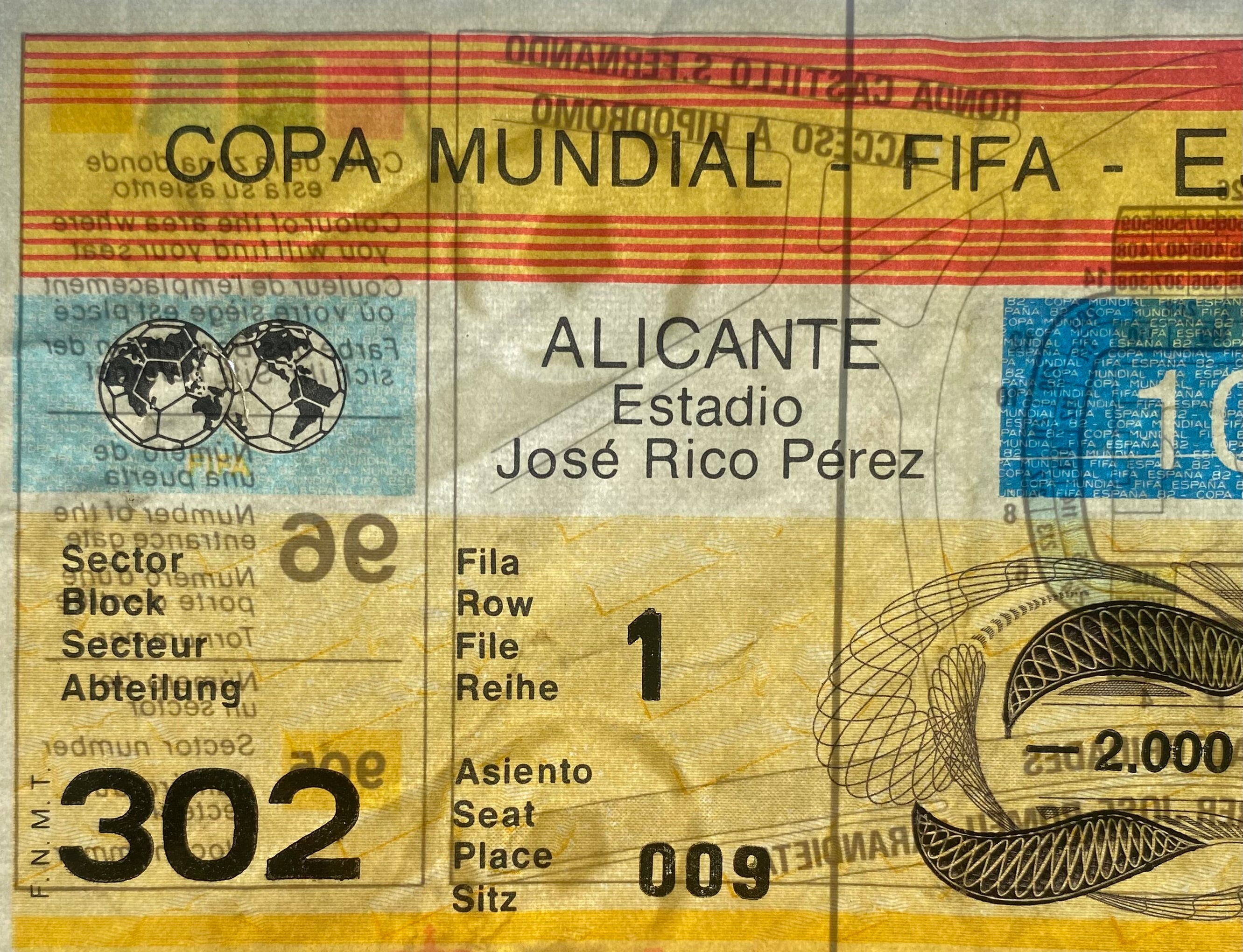 1982 ORIGINAL WORLD CUP 3RD PLACE PLAY OFF TICKET POLAND V FRANCE @ ALICANTE