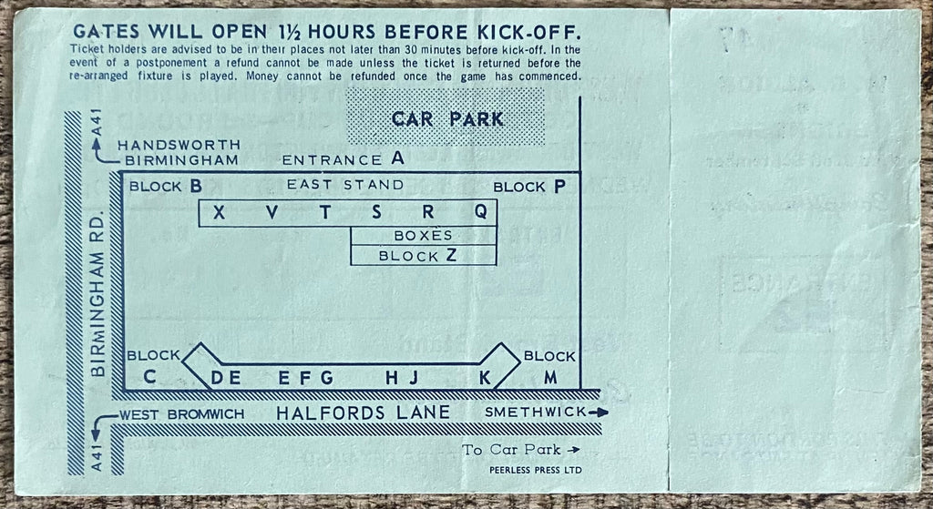 1976/77 ORIGINAL LEAGUE CUP 3RD ROUND UNUSED TICKET WEST BROMWICH ALBION V BRIGHTON AND HOVE ALBION