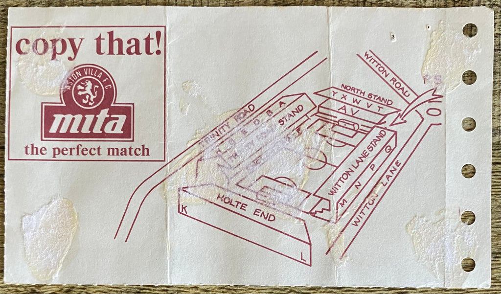1990/91 ORIGINAL DIVISION 1 TICKET ASTON VILLA V EVERTON