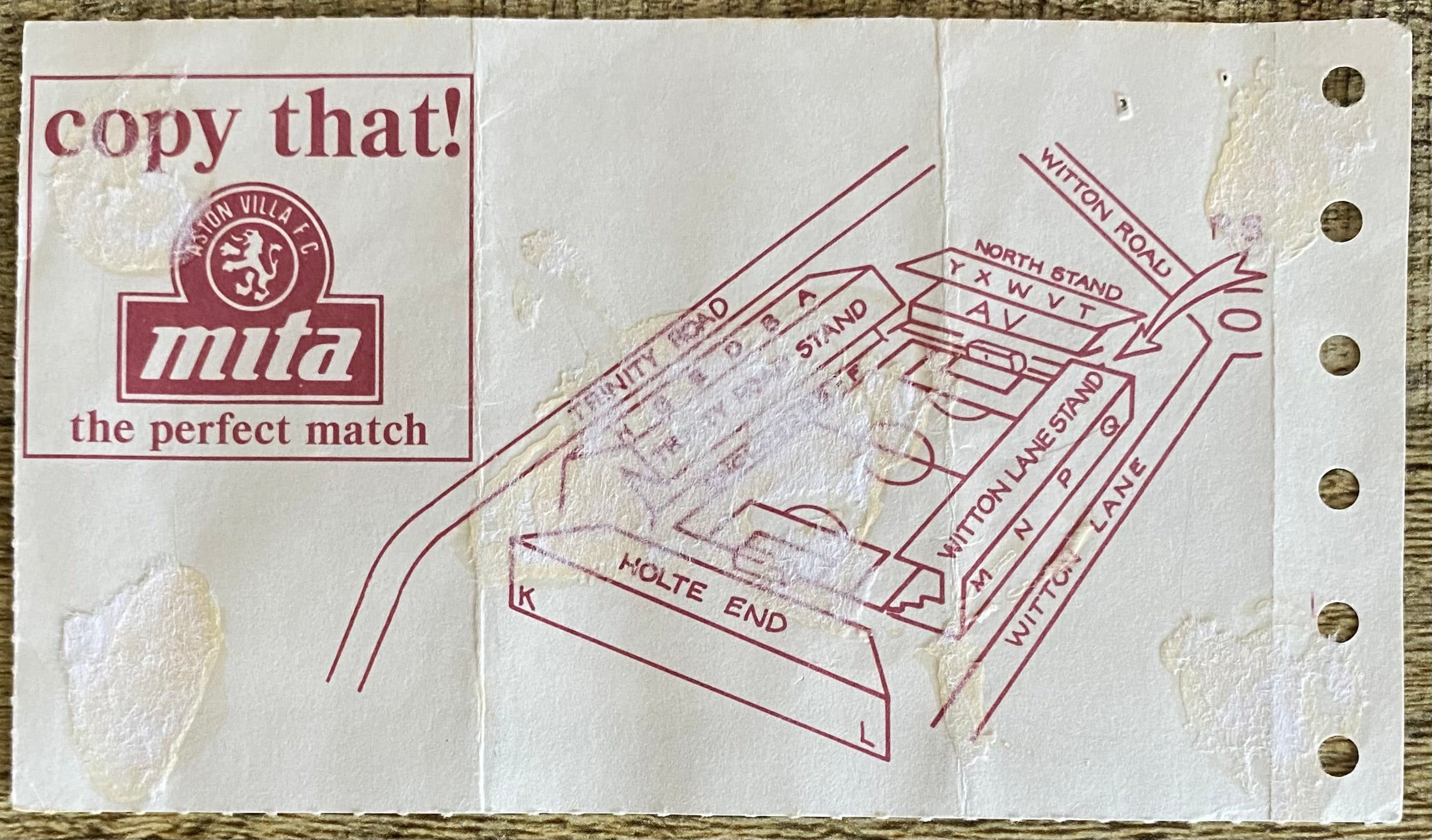 1990/91 ORIGINAL DIVISION 1 TICKET ASTON VILLA V EVERTON