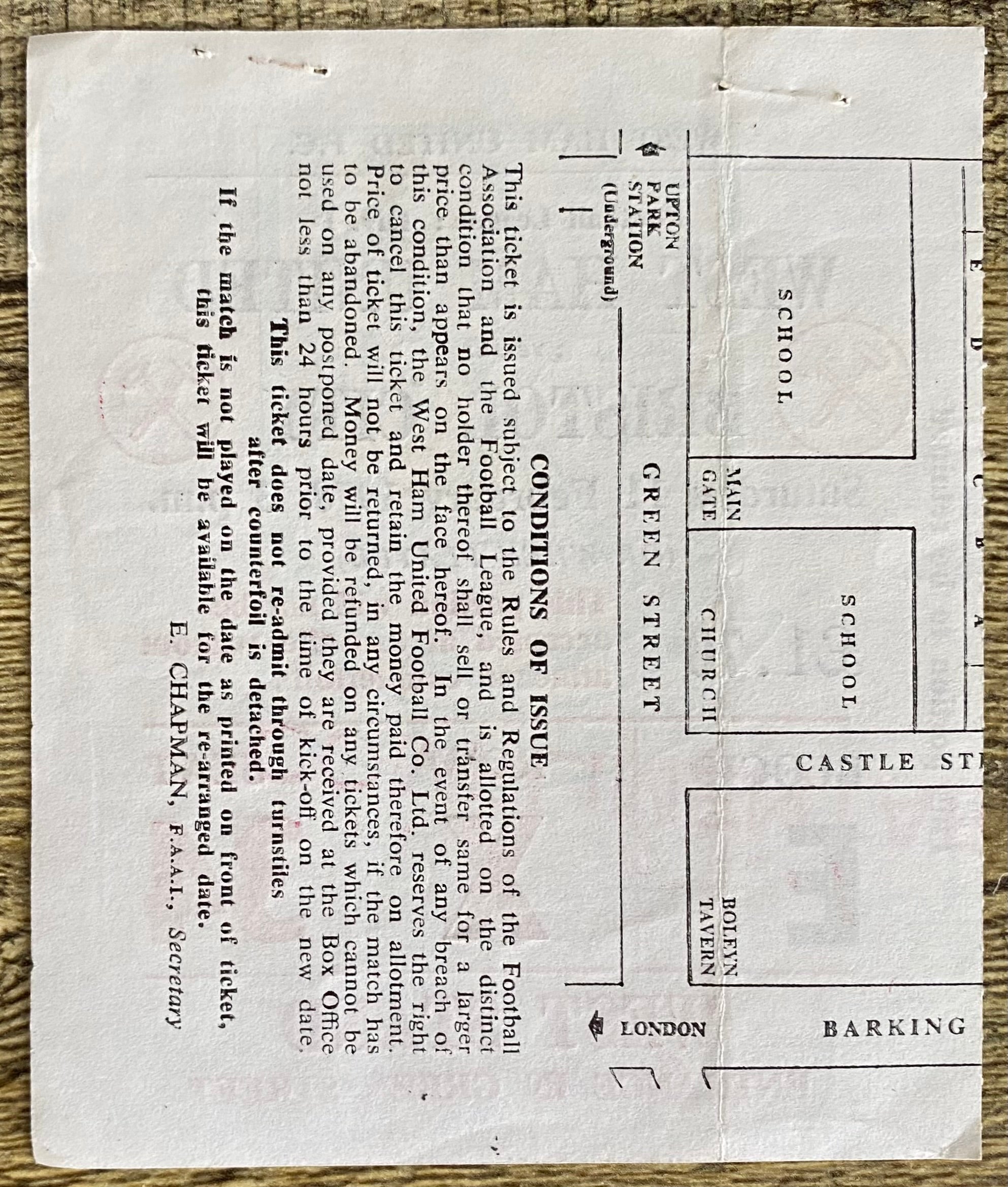 1977/78 ORIGINAL DIVISION ONE TICKET WEST HAM UNITED V BRISTOL CITY