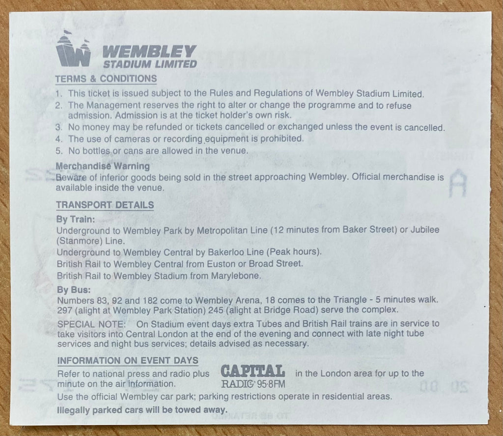 1990 ORIGINAL CHARITY SHIELD TICKET LIVERPOOL V MANCHESTER UNITED