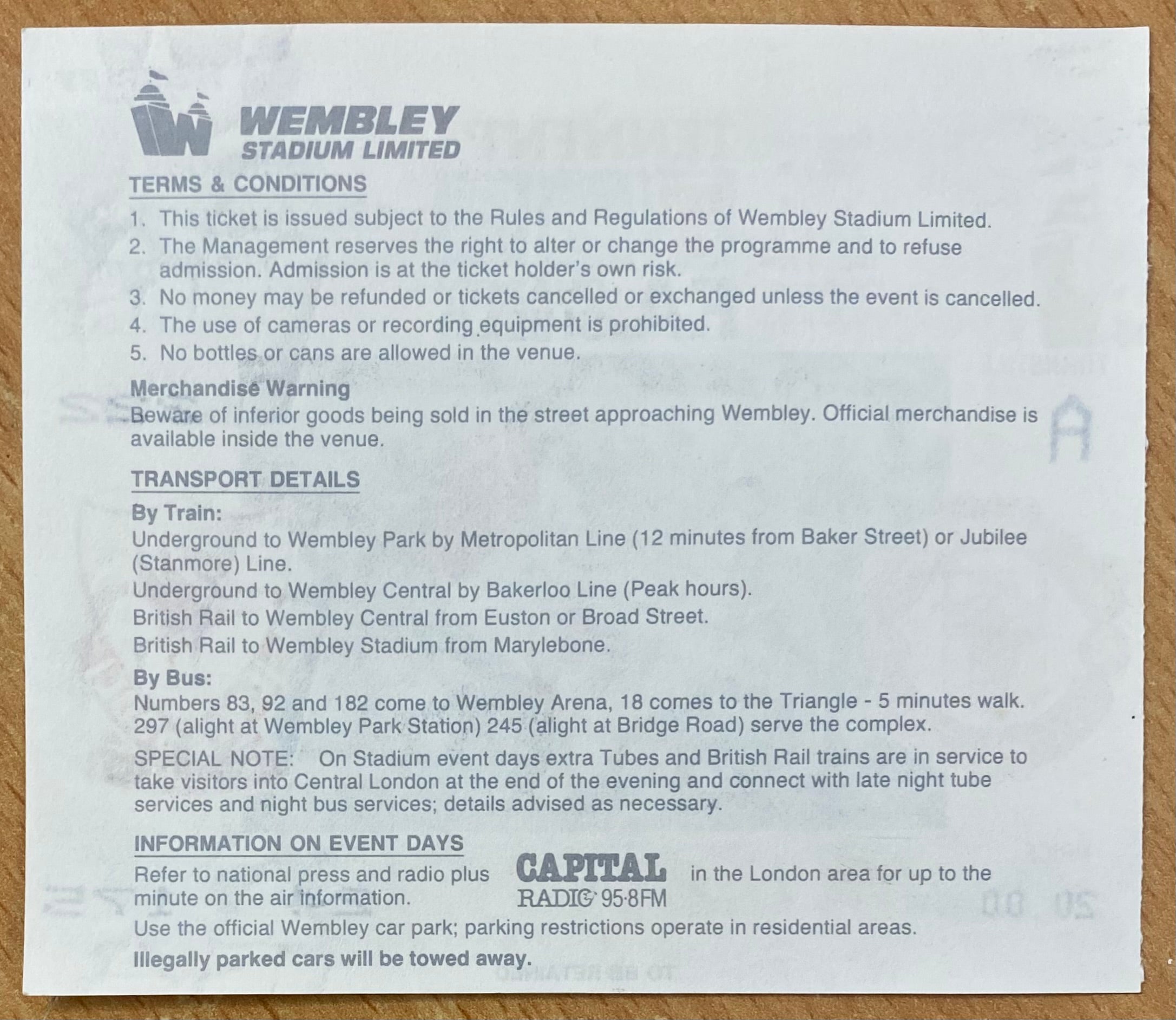 1990 ORIGINAL CHARITY SHIELD TICKET LIVERPOOL V MANCHESTER UNITED